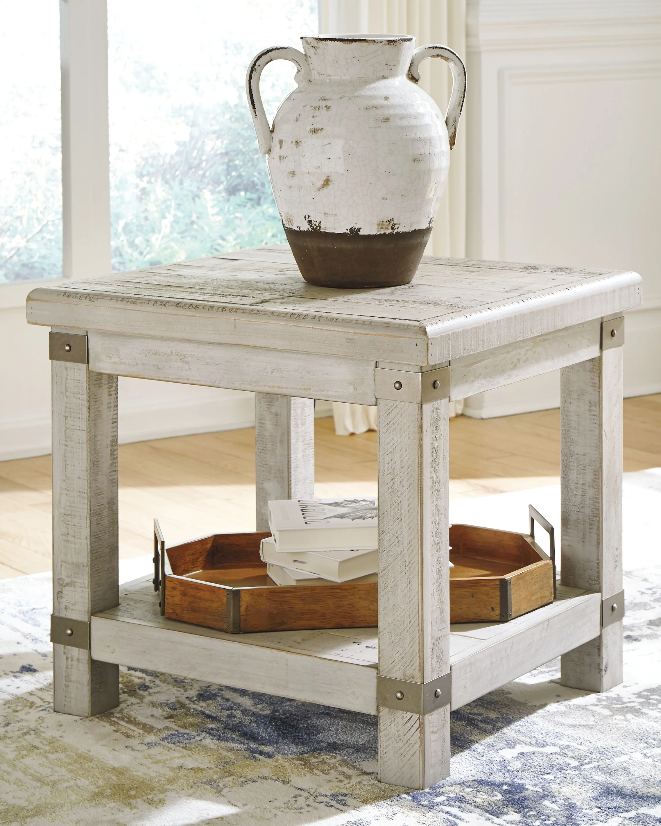 Carynhurst - Rectangular End Table - White Wash Gray - Image 4