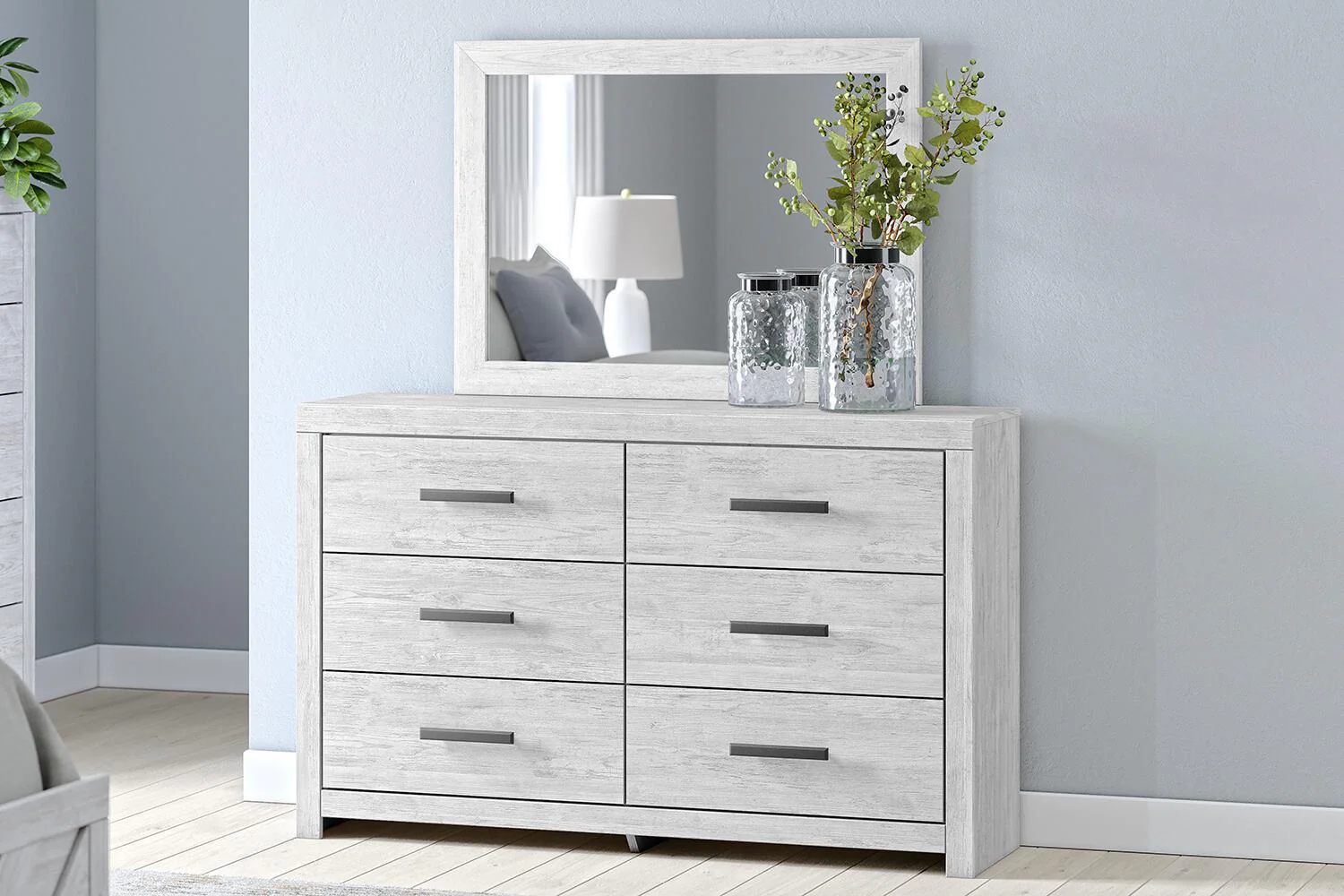 Cayboni - Dresser And Mirror - Whitewash - Image 2