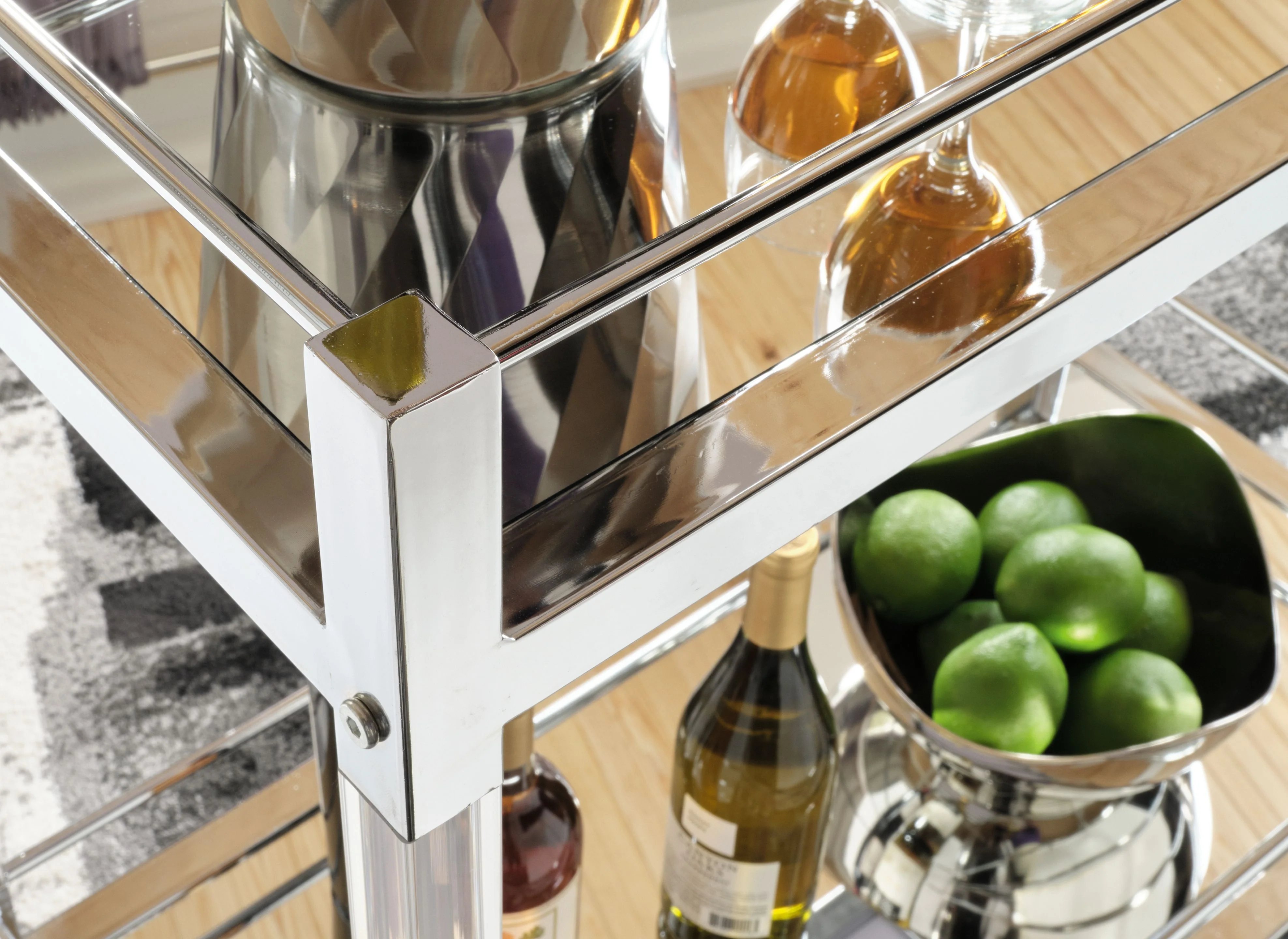 Chaseton - Bar Cart - Clear / Silver Finish - Image 3