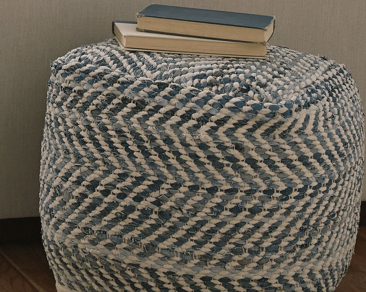 Chevron - Pouf - Blue - Image 4