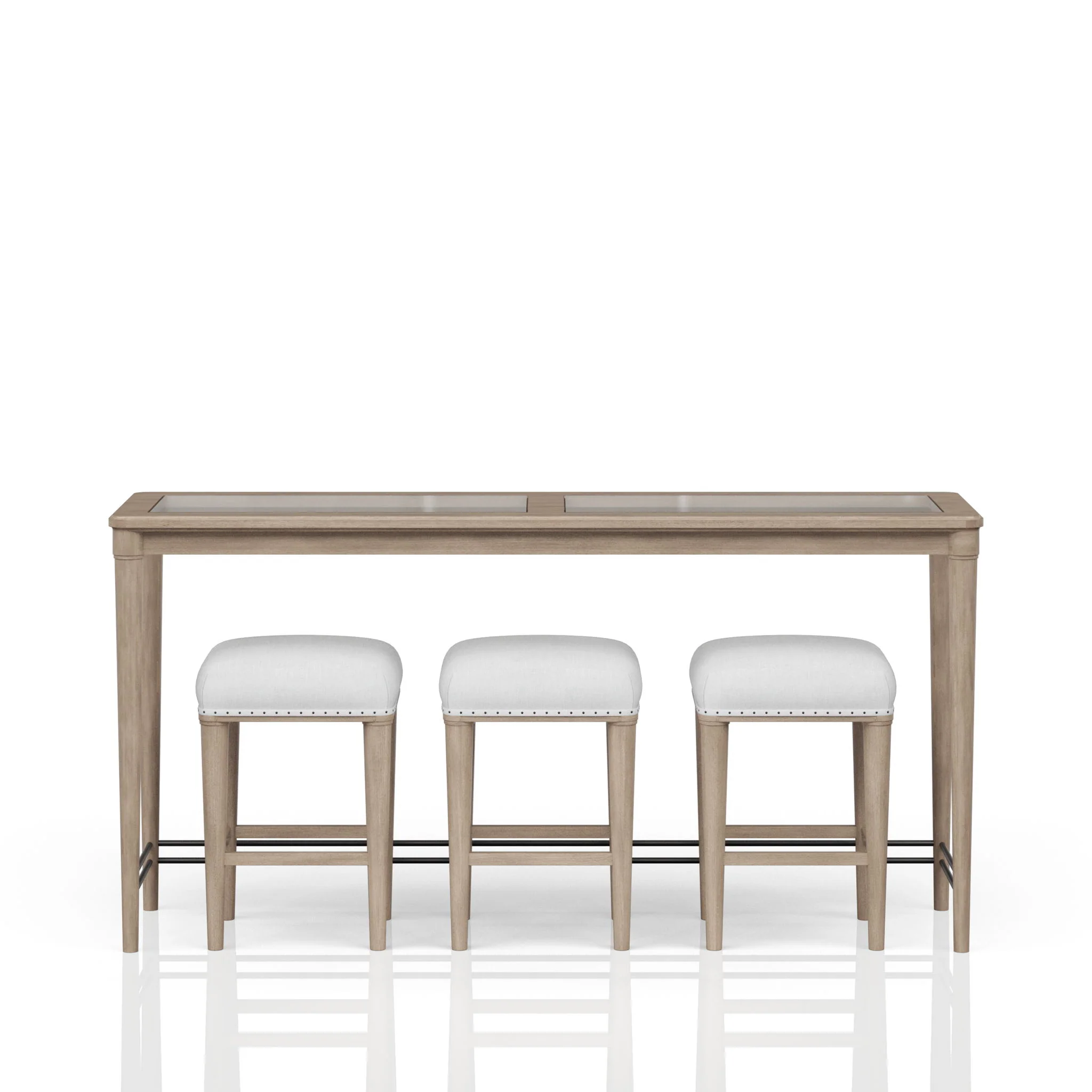 Citrus Heights - Frosted Glass Console Table With 3 Stools - Sand