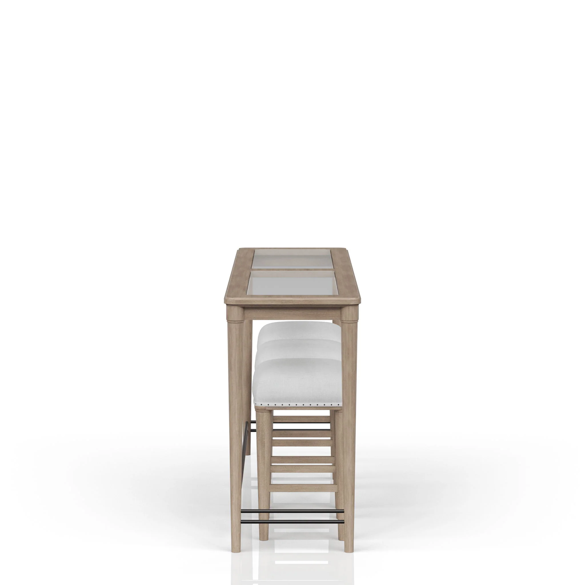 Citrus Heights - Frosted Glass Console Table With 3 Stools - Sand - Image 2