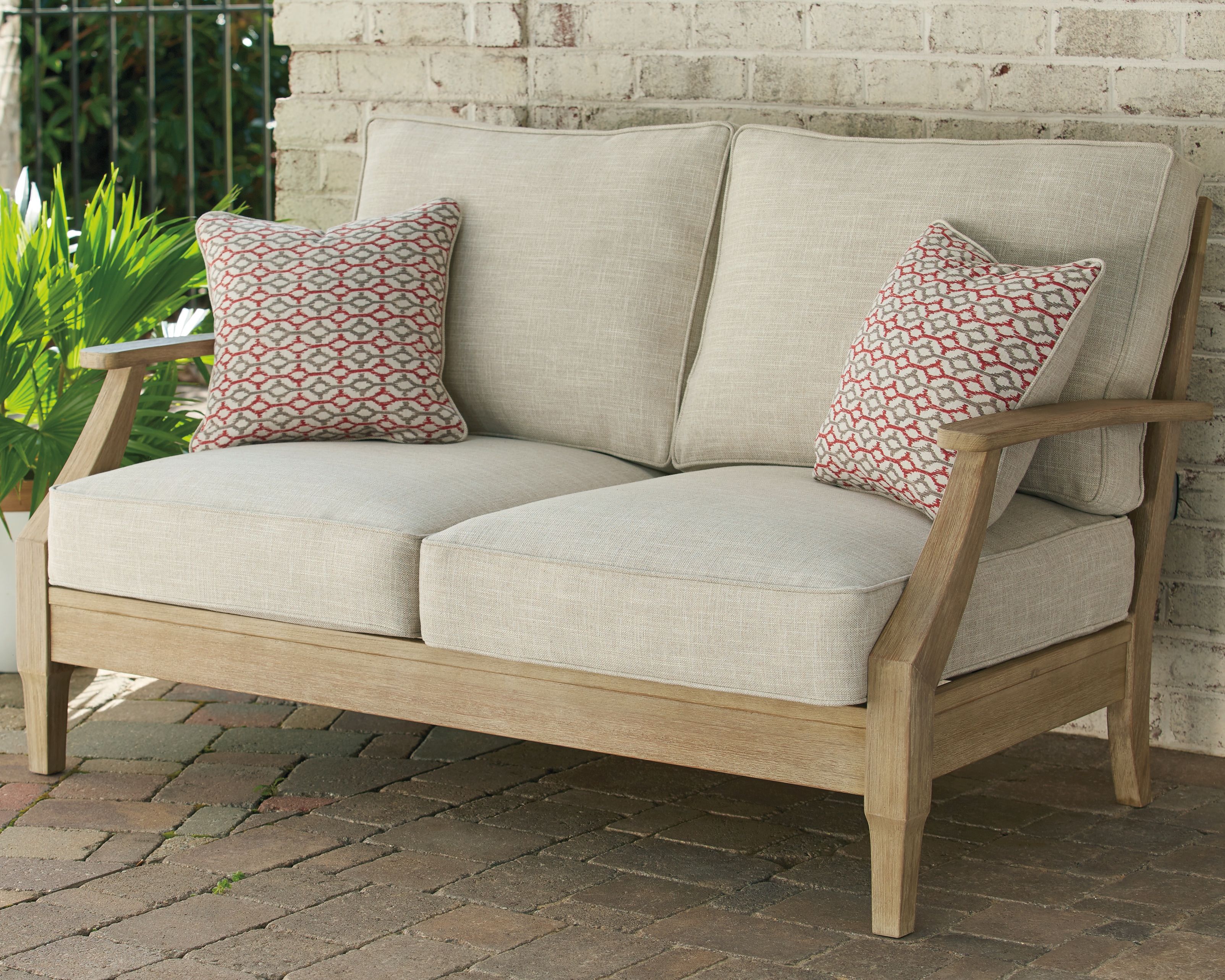Clare View - Loveseat w/Cushion - Beige - Image 3