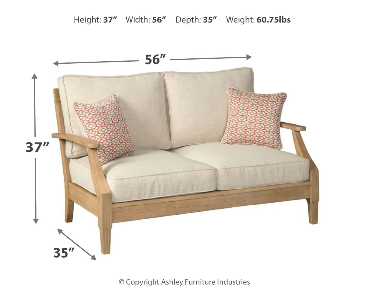 Clare View - Loveseat w/Cushion - Beige - Image 4