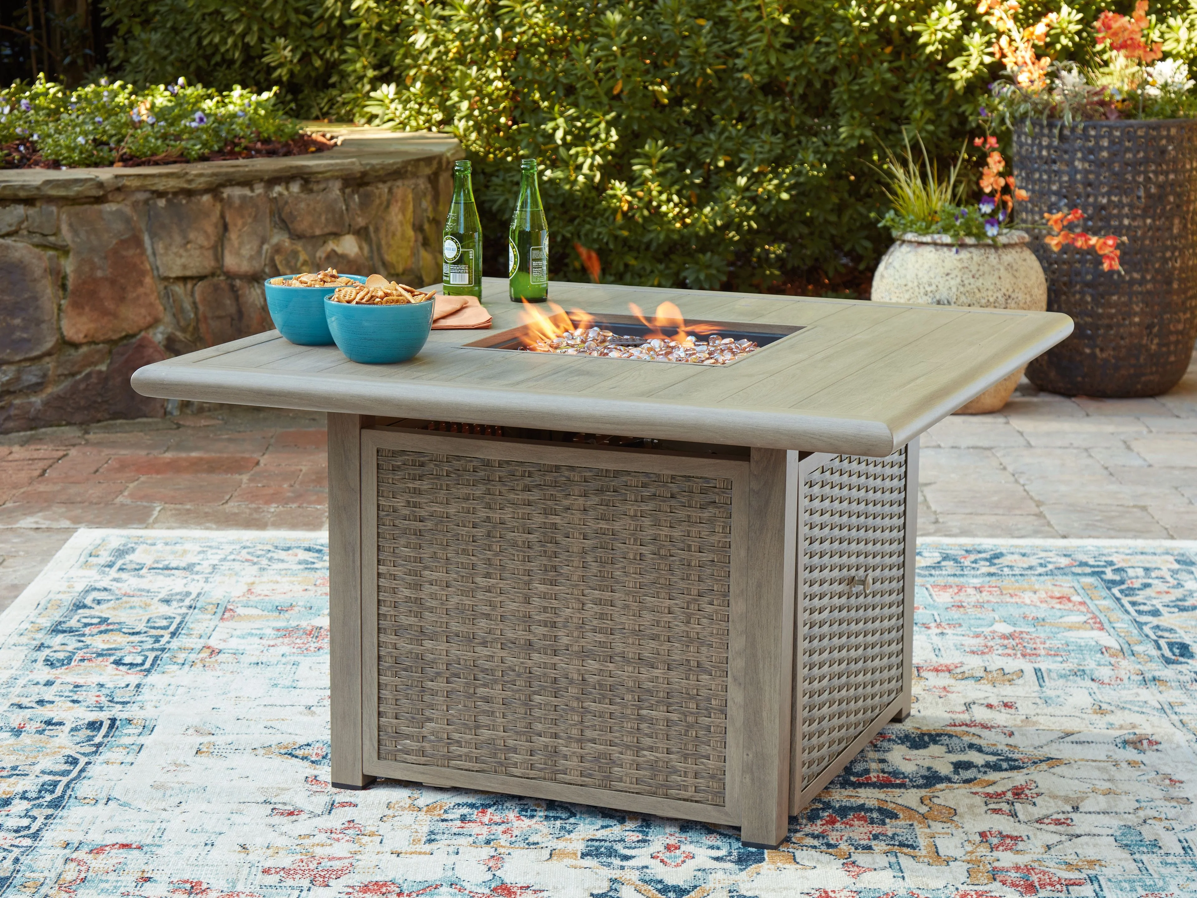 Cliff Trails - Square Fire Pit Table - Beige - Image 4