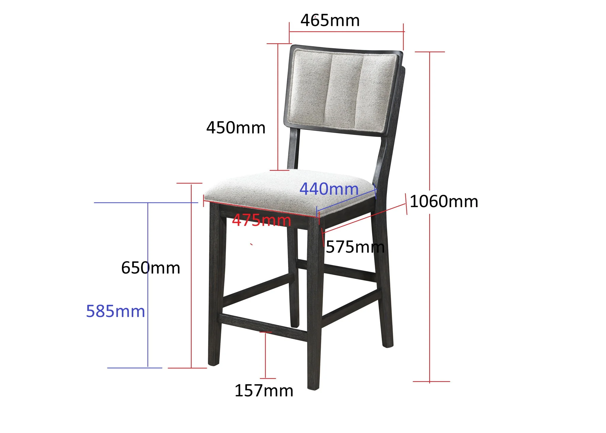 Cline - Counter Height Chair (Set of 2) - Charcoal / Gray - Image 3