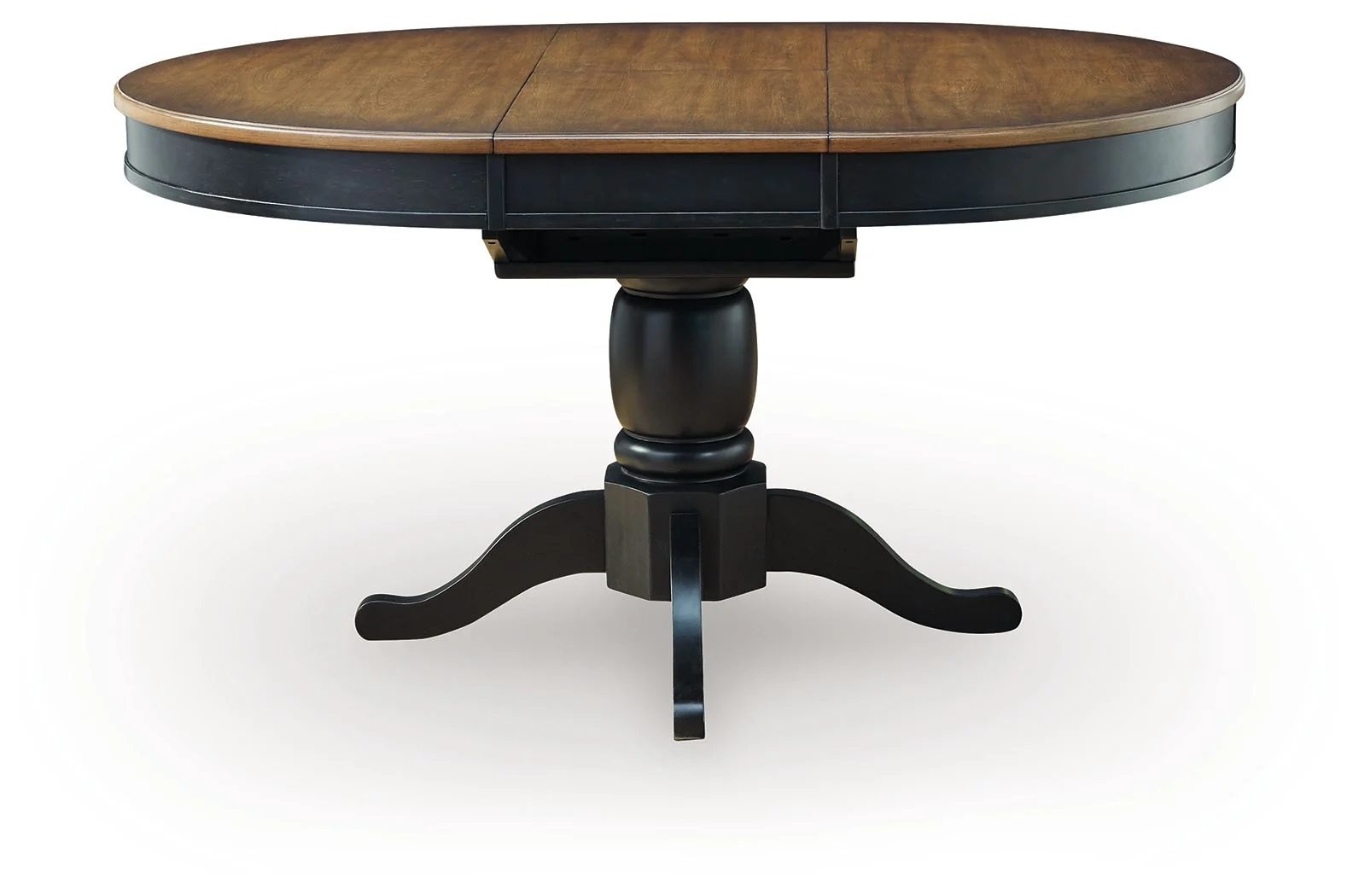 Clorazi - Oval Dining Room Butterfly Extension Table - Black / Brown - Image 2