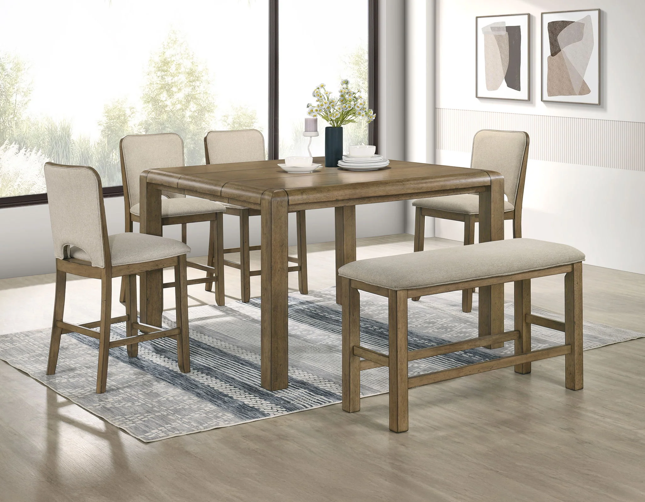 Cockrell - Counter Height Bench - Light Brown / Beige - Image 3