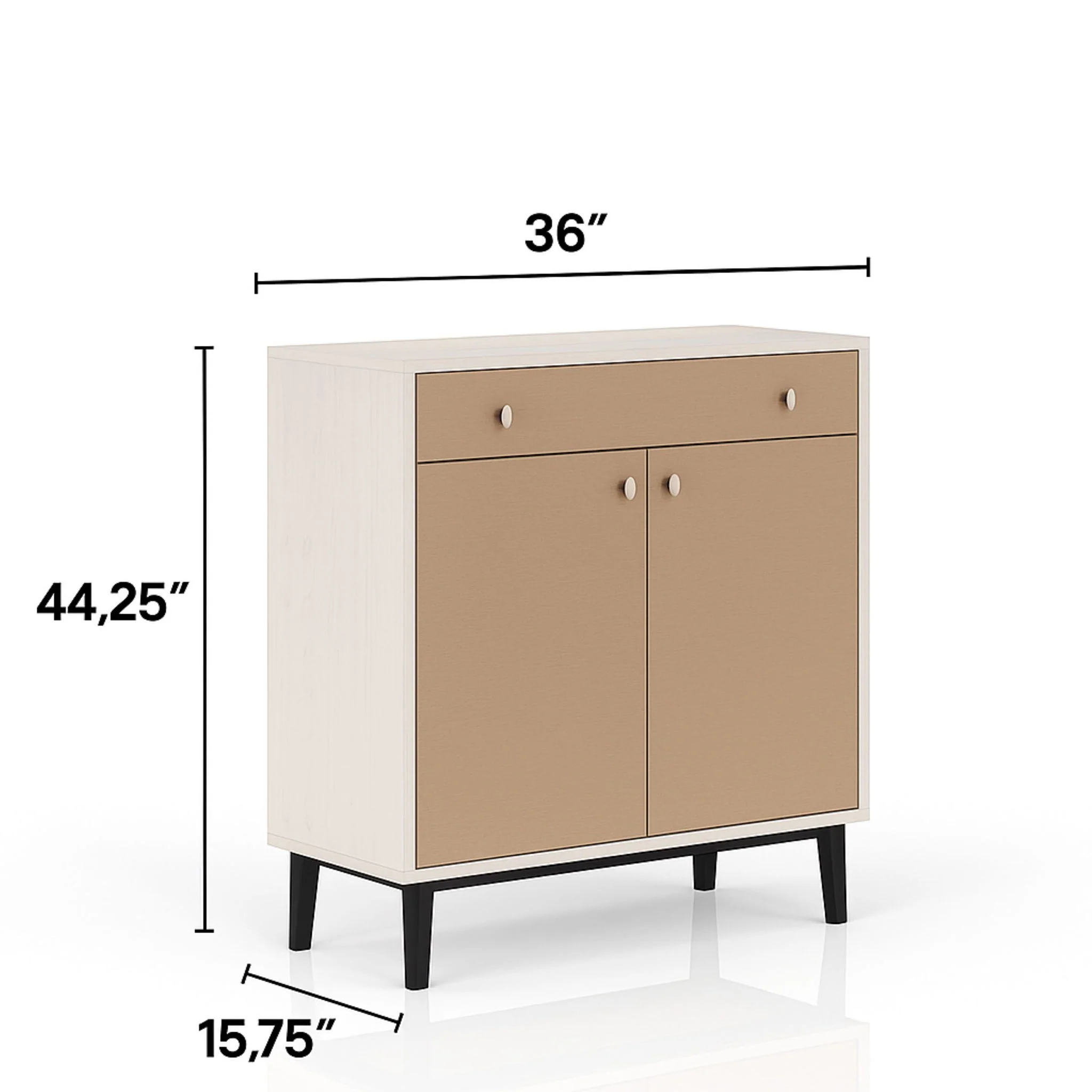 Bar Cabinet With Large Storage - White / Pecan - Image 2