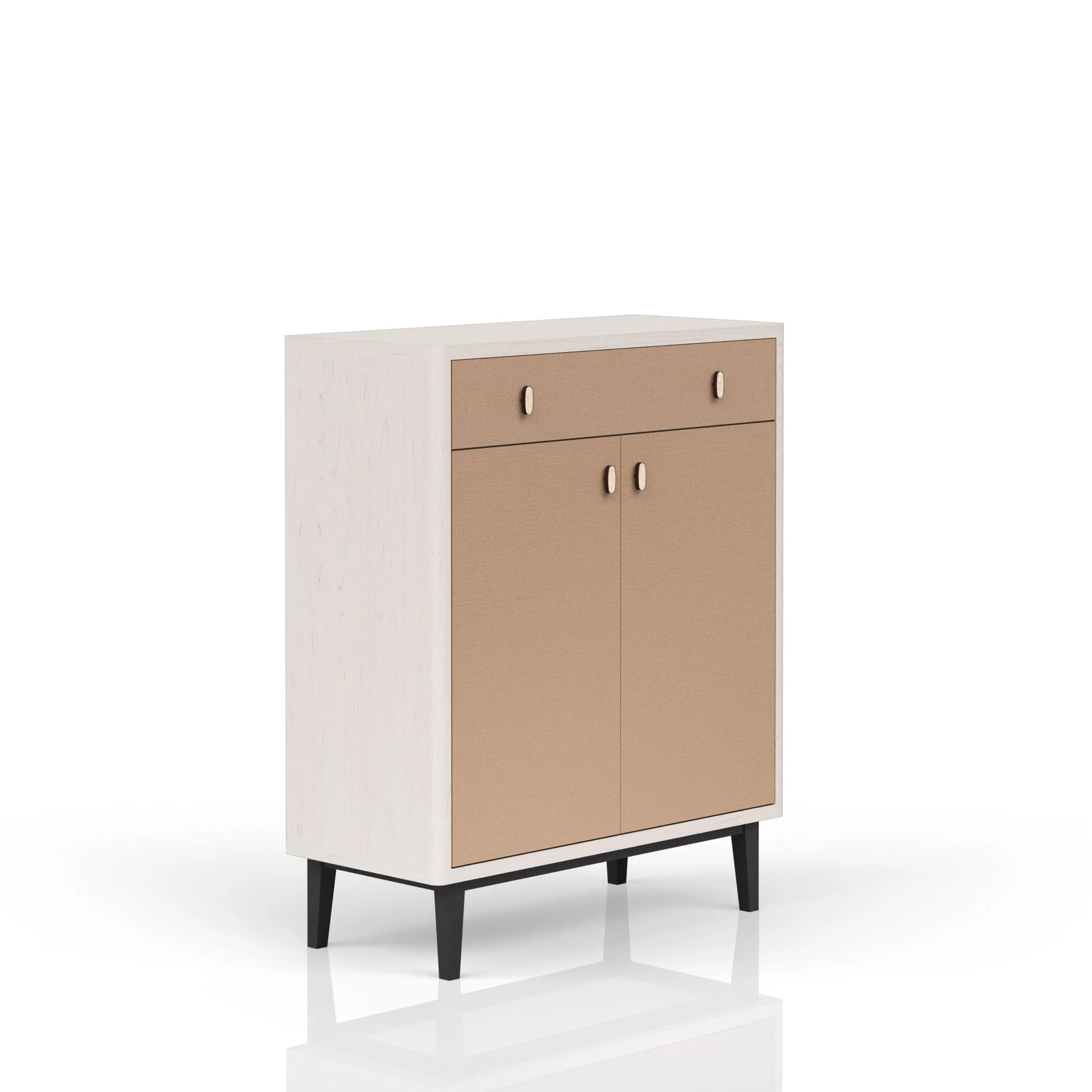 Bar Cabinet With Large Storage - White / Pecan - Image 4