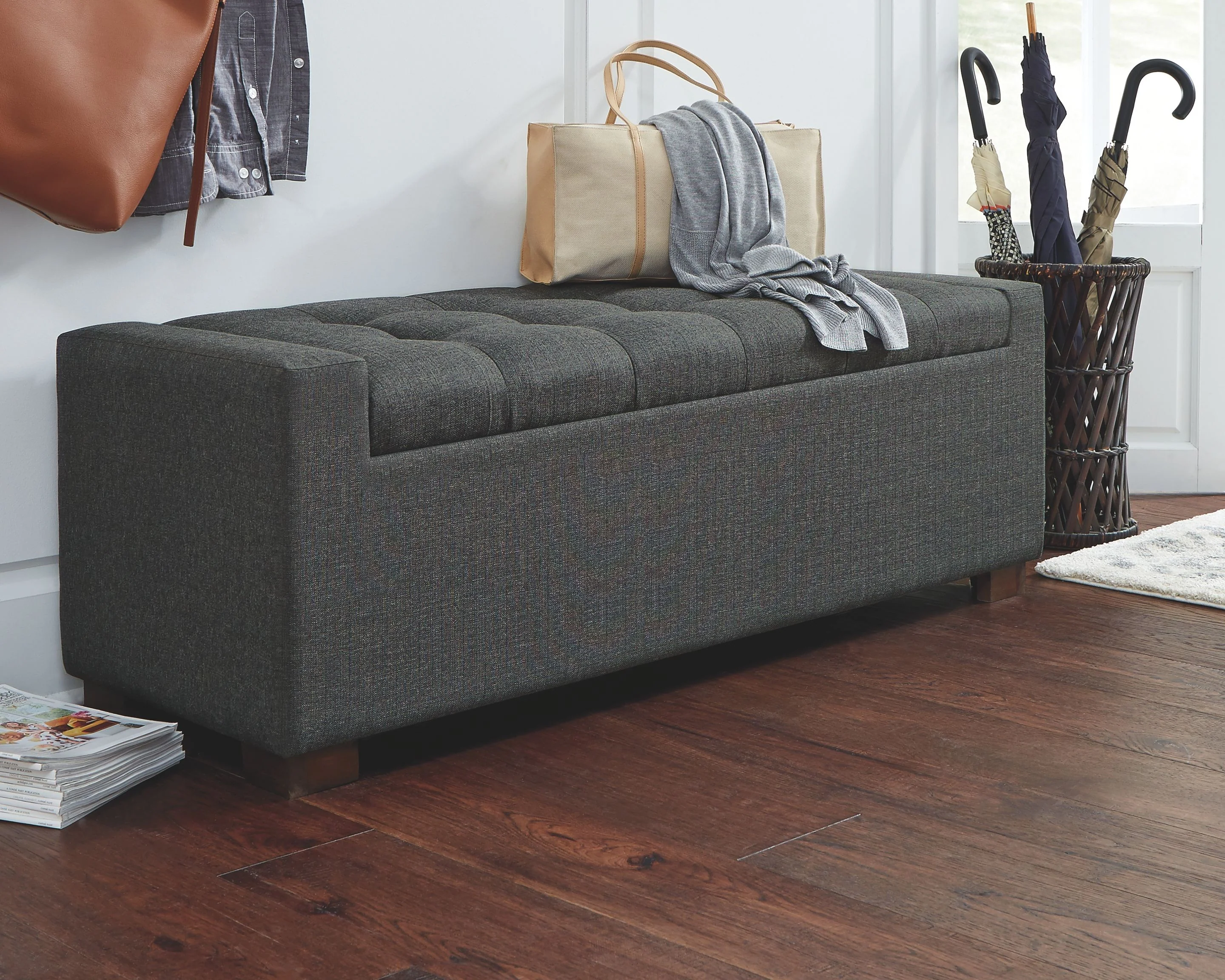 Cortwell - Storage Bench - Gray - Image 4