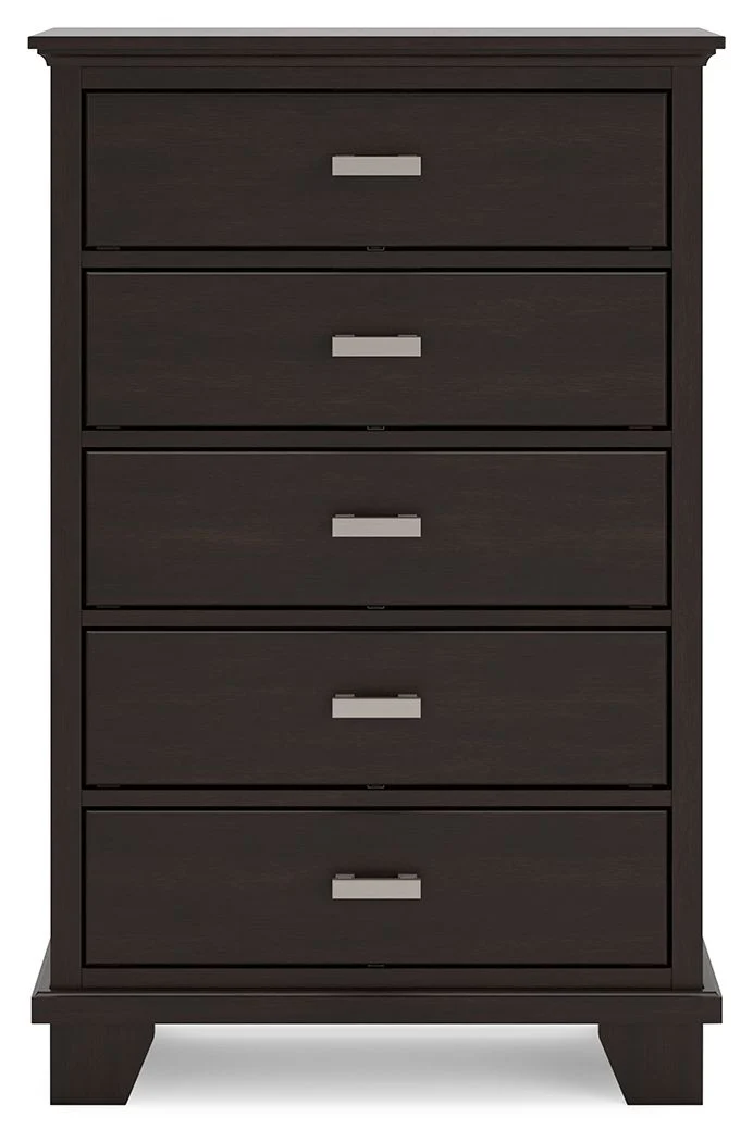 Covetown - Five Drawer Chest - Dark Brown - Image 2