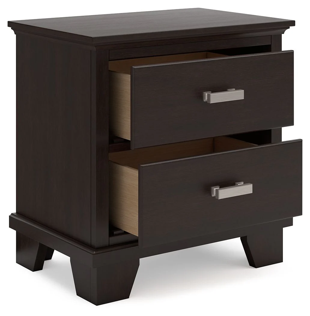 Covetown - Two Drawer Night Stand - Dark Brown - Image 2