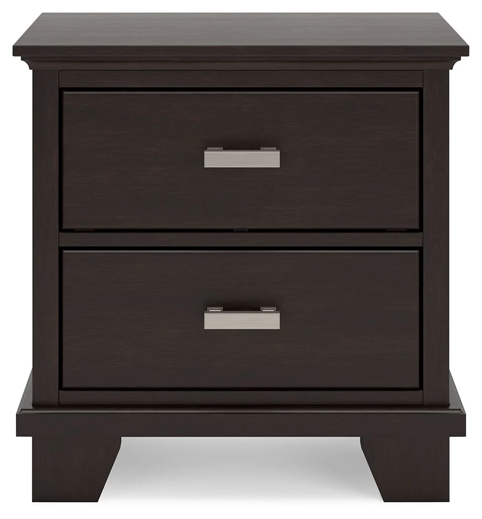 Covetown - Two Drawer Night Stand - Dark Brown - Image 4