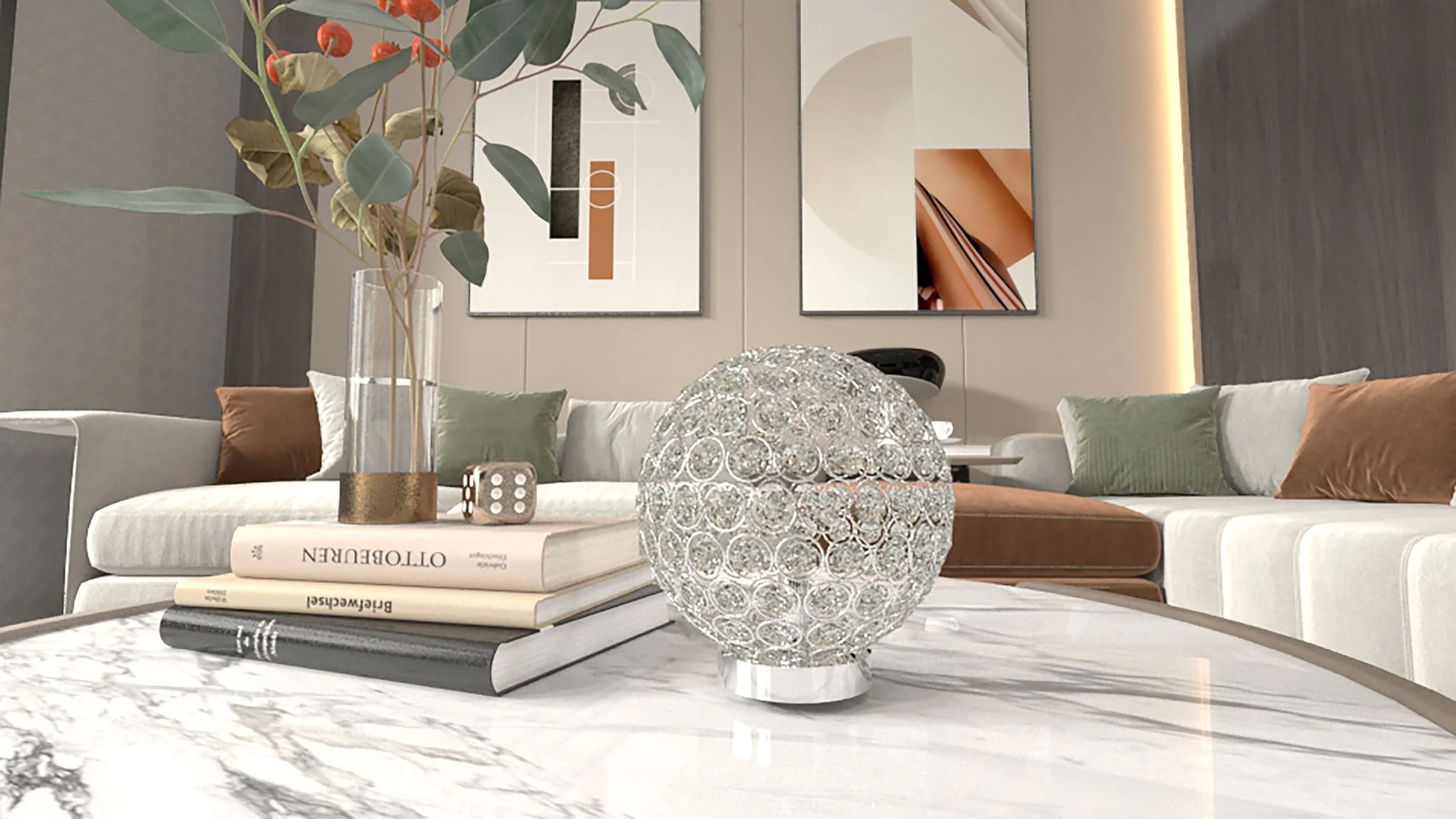 Crystal Globe - Table Lamp - Pearl Silver - Image 2