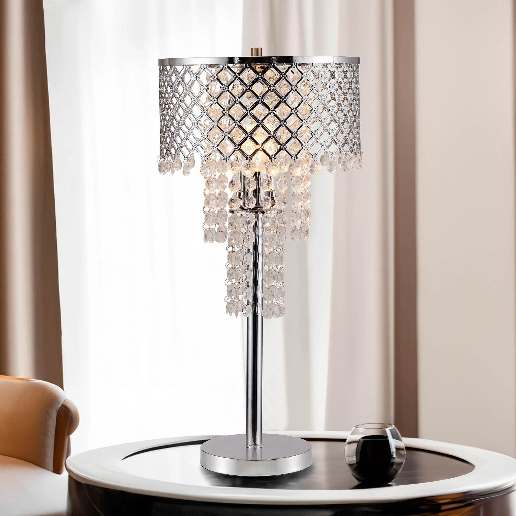 Crystal On Mesh - Table Lamp - Chrome - Image 2