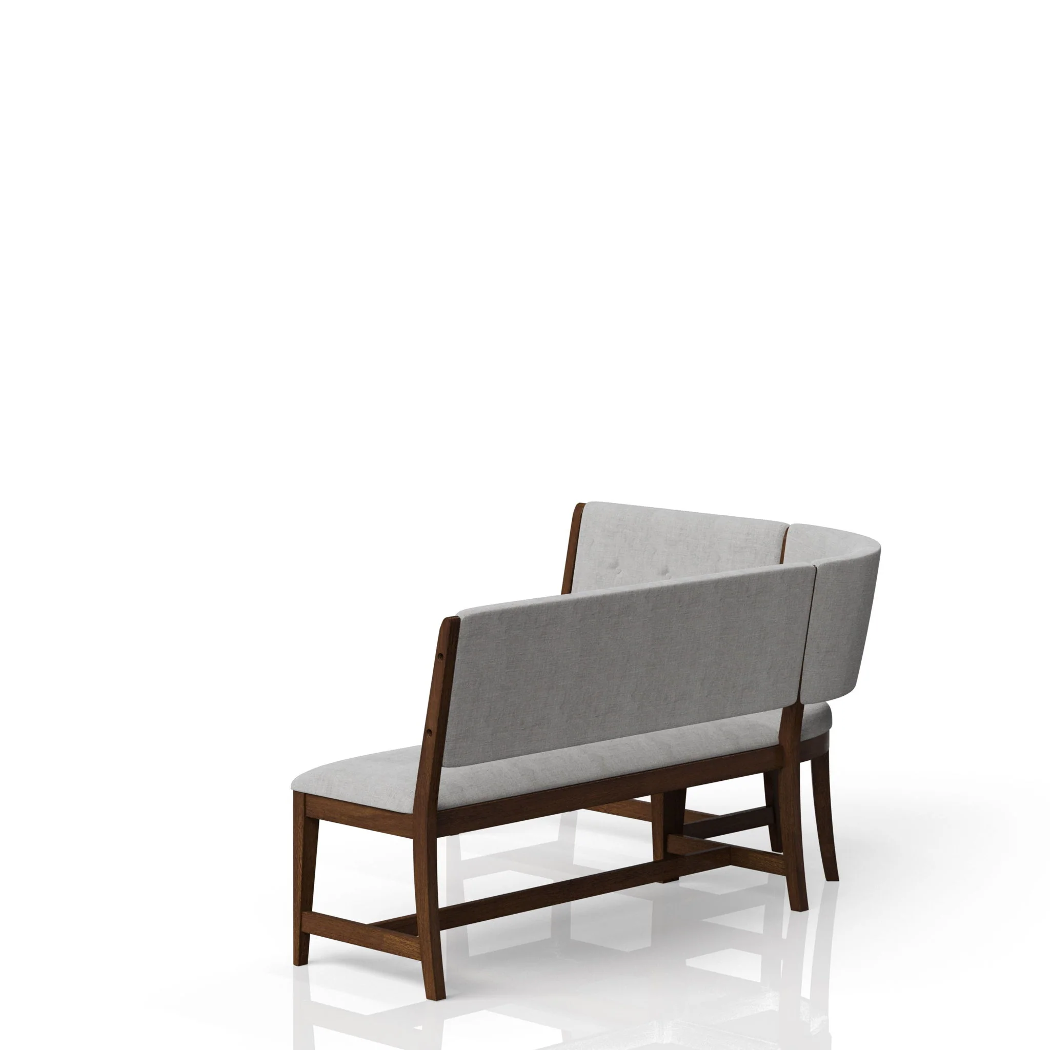 Curved Dining Bench Upholstered Curved Bench - Beige - Image 2