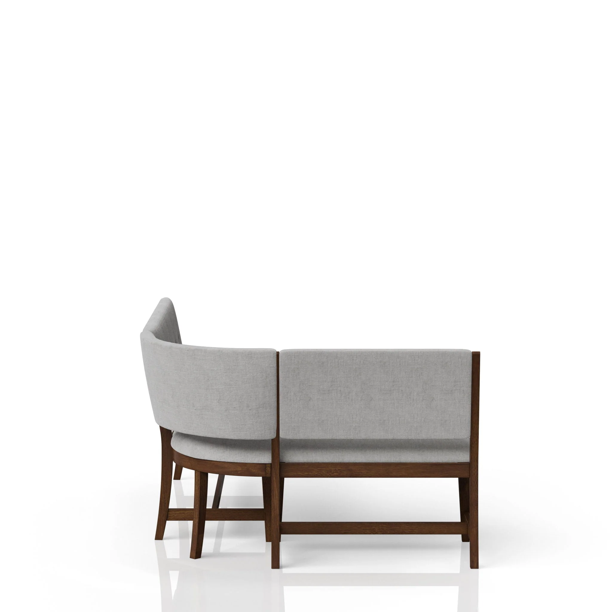 Curved Dining Bench Upholstered Curved Bench - Beige - Image 3