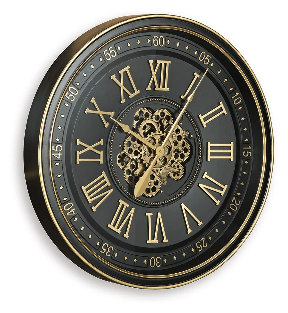 Dairton - Wall Clock - Black / Gold Finish - Image 3