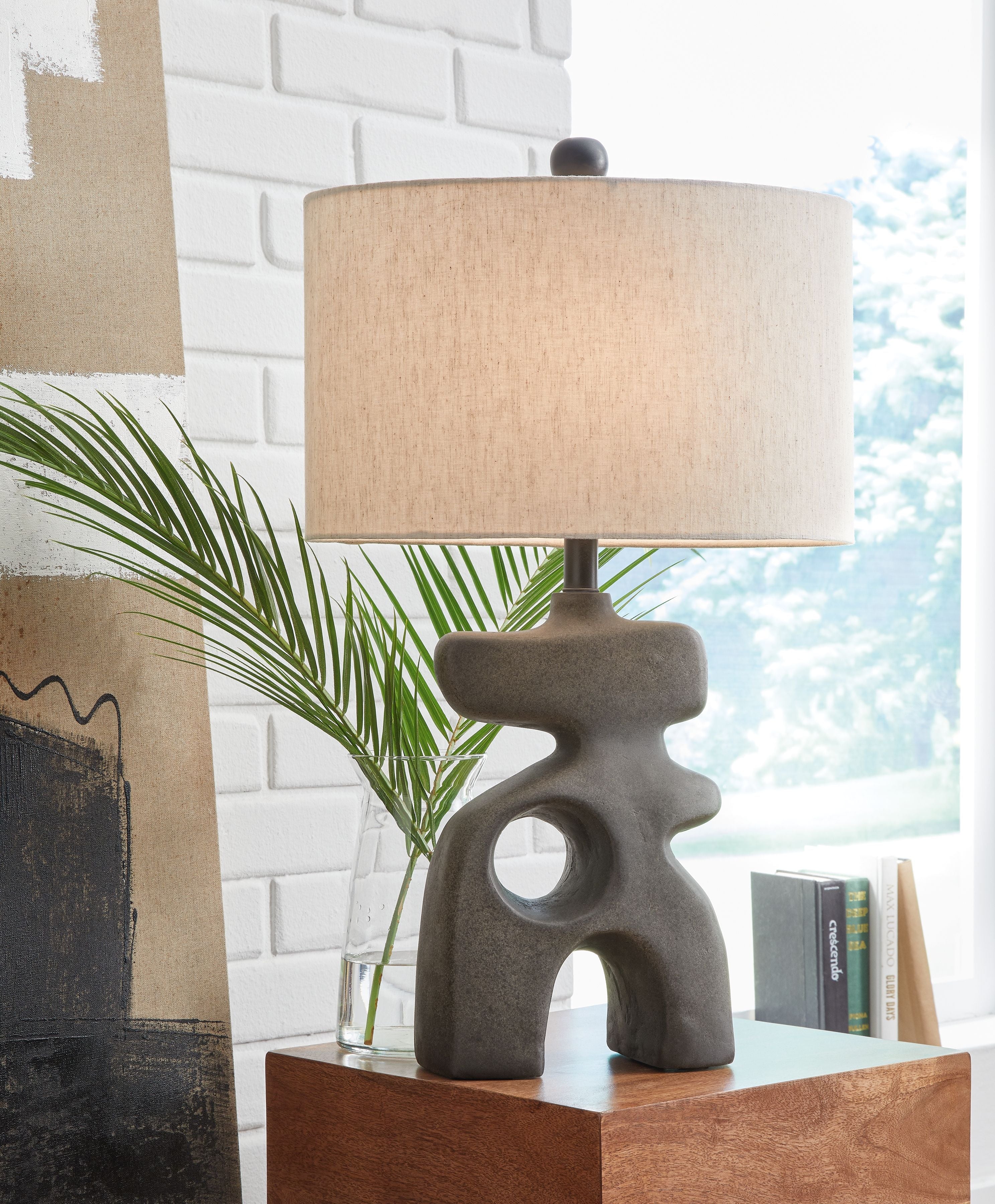 Danacy - Paper Table Lamp - Distressed Black - Image 4