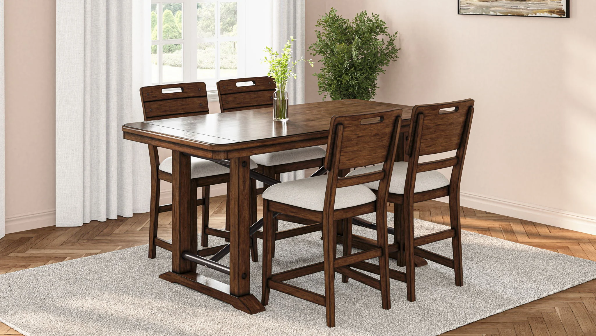Danville - Tray Counter Chair (Set of 2) - Spice Brown / Pearl Silver - Image 2