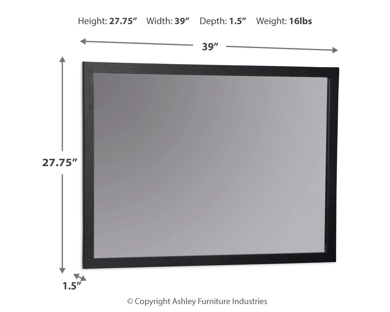 Danziar - Bedroom Mirror - Black - Image 2