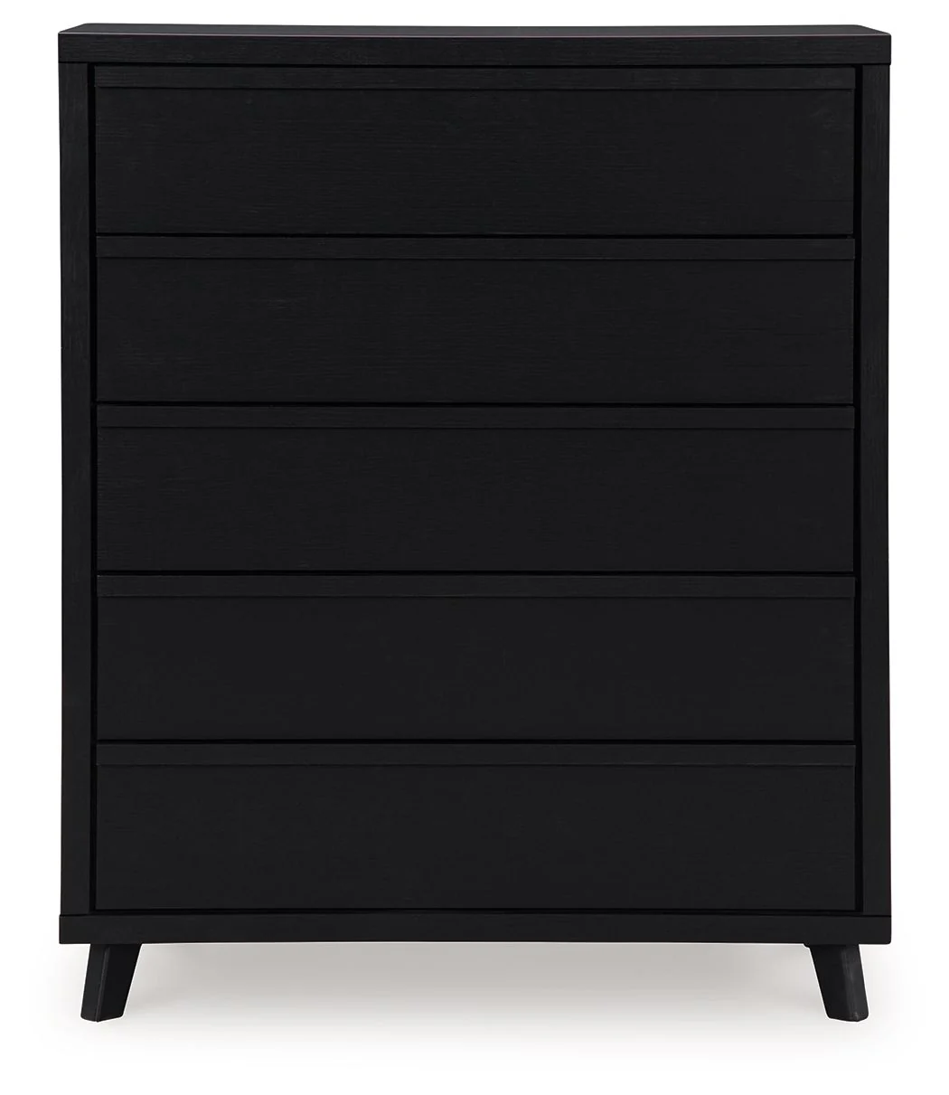 Danziar - Five Drawer Wide Chest - Black - Image 2