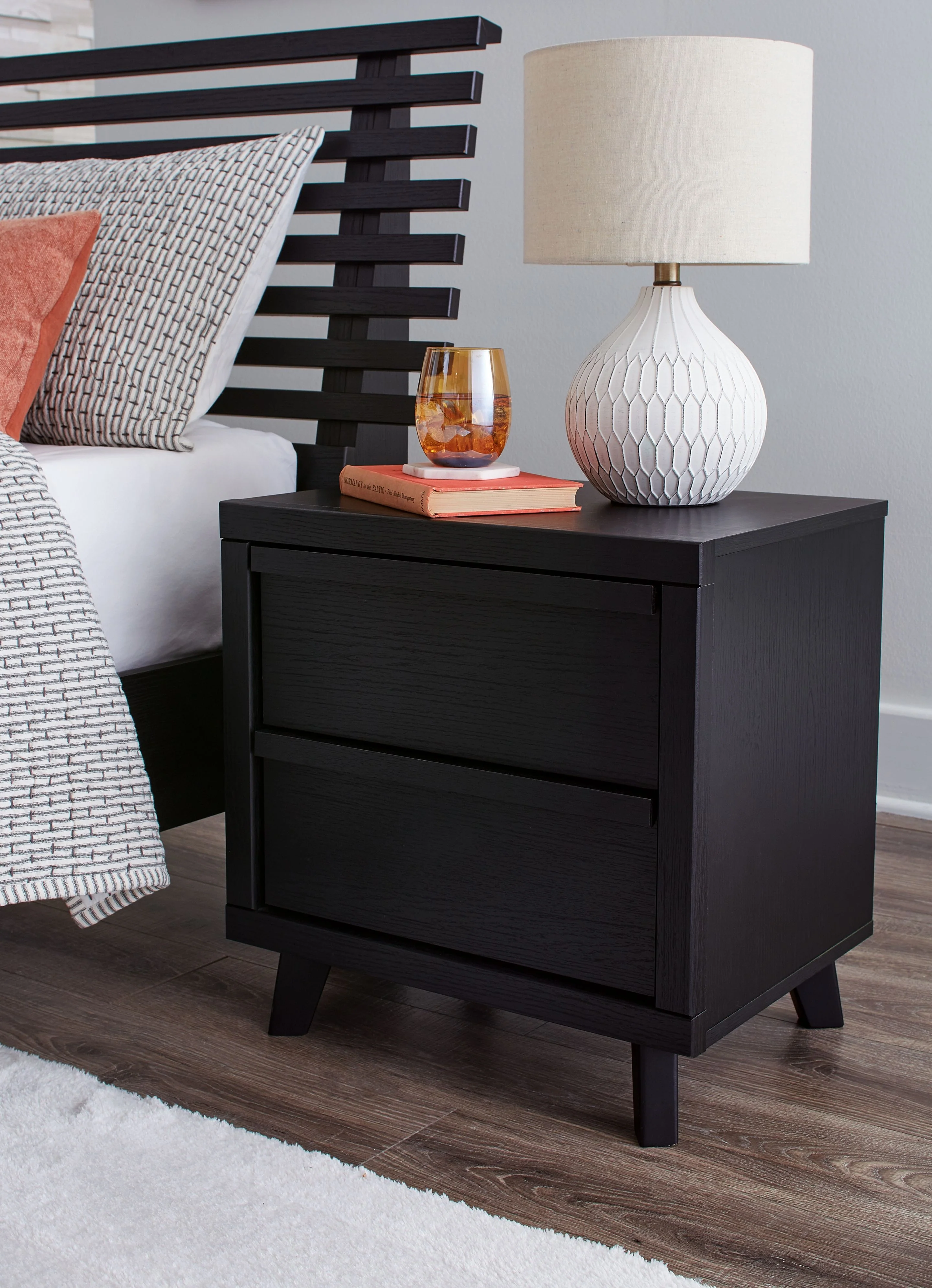 Danziar - Two Drawer Night Stand - Black - Image 4