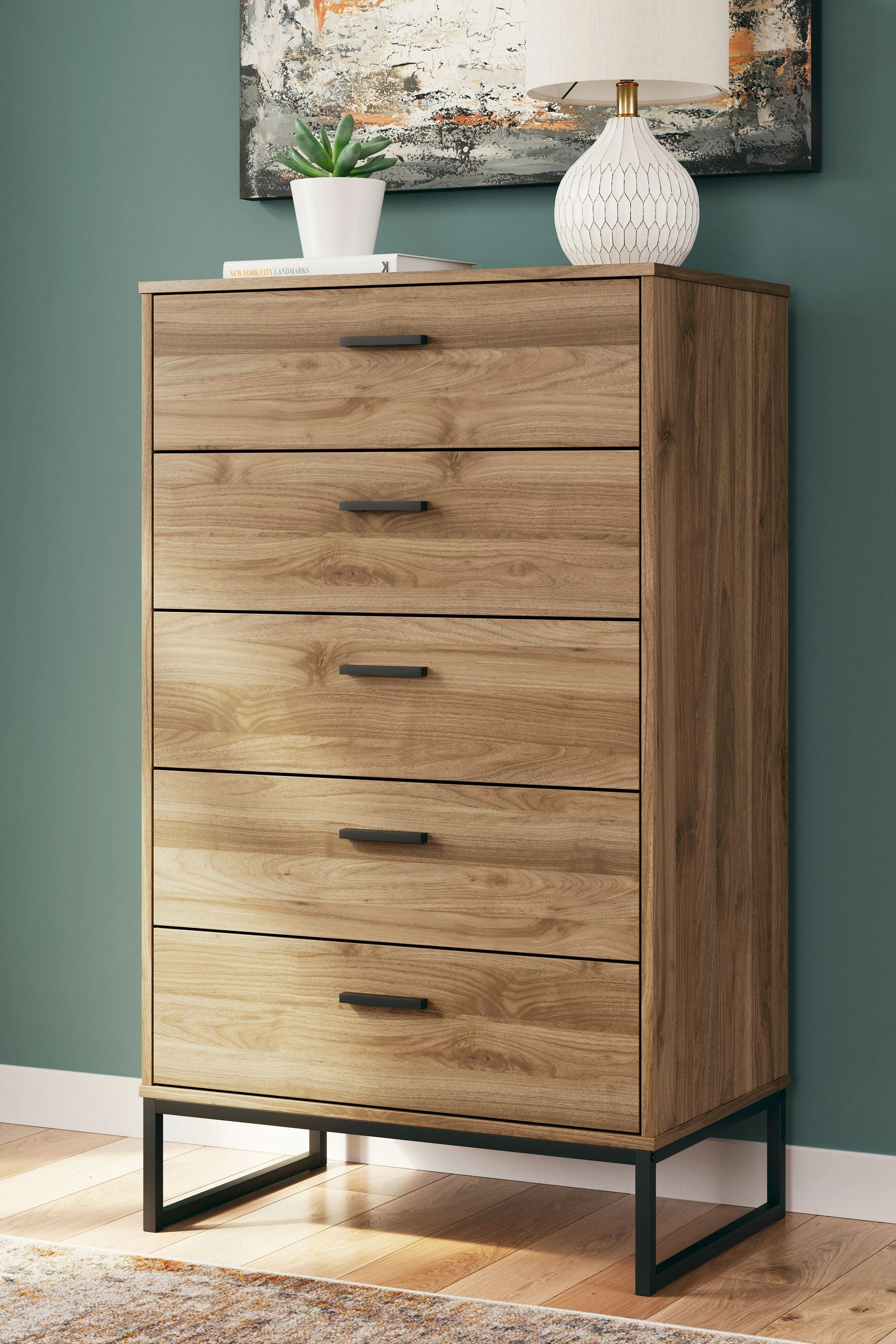Deanlow - Five Drawer Chest - Honey - Image 2