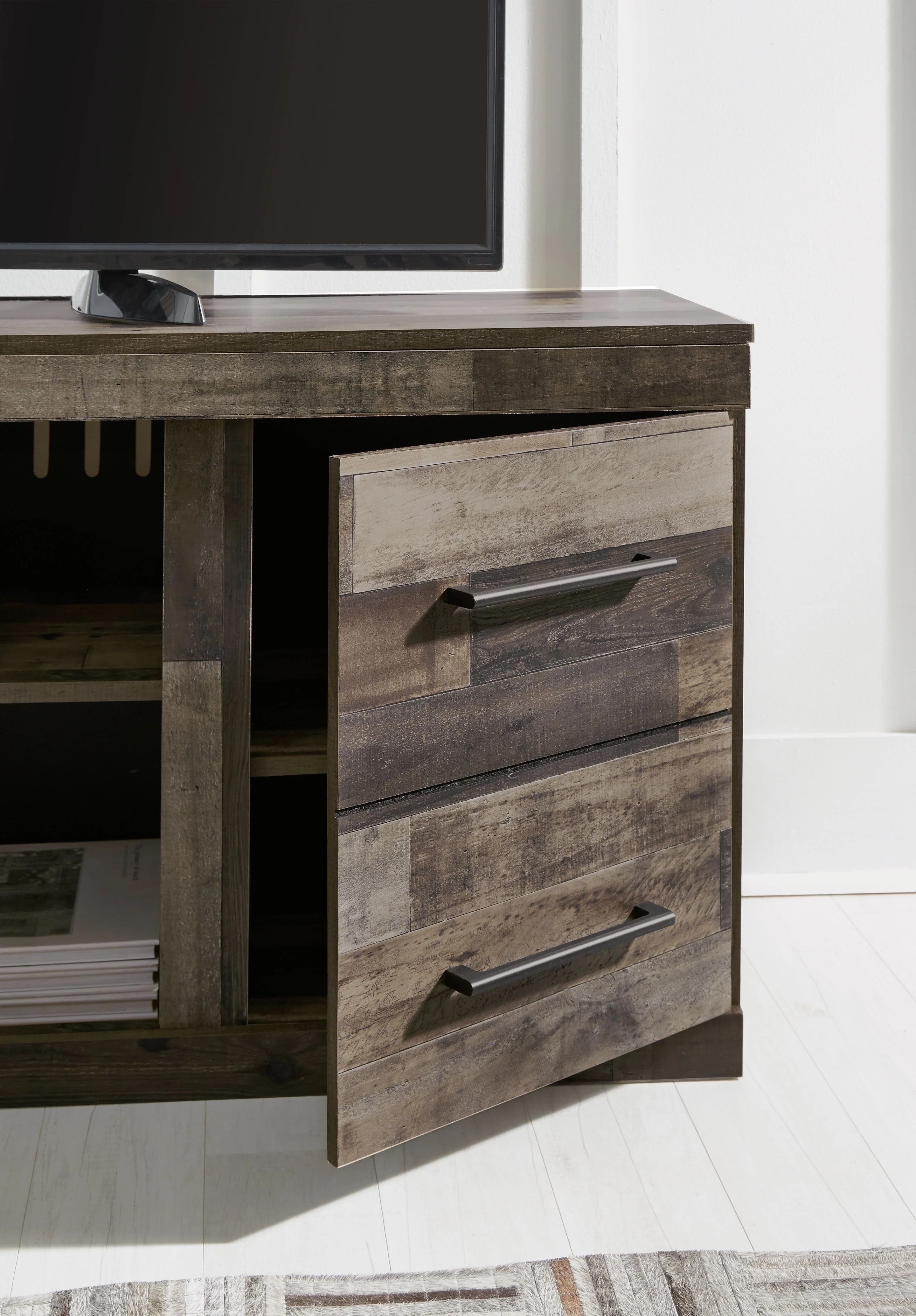 Derekson - LG TV Stand w/Fireplace Option - Multi Gray - Image 3