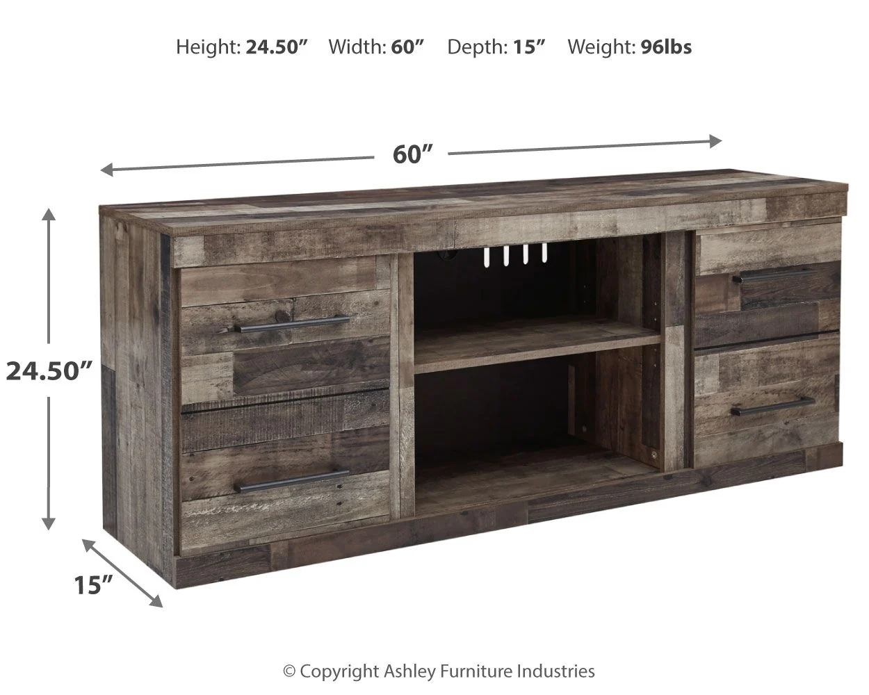 Derekson - LG TV Stand w/Fireplace Option - Multi Gray - Image 4