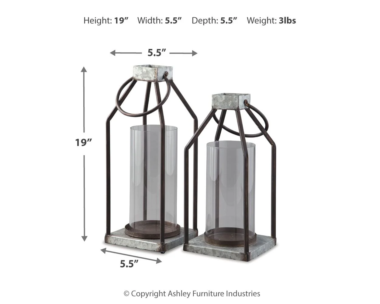 Diedrick - Lantern Set (Set of 2) - Gray / Black - Image 3