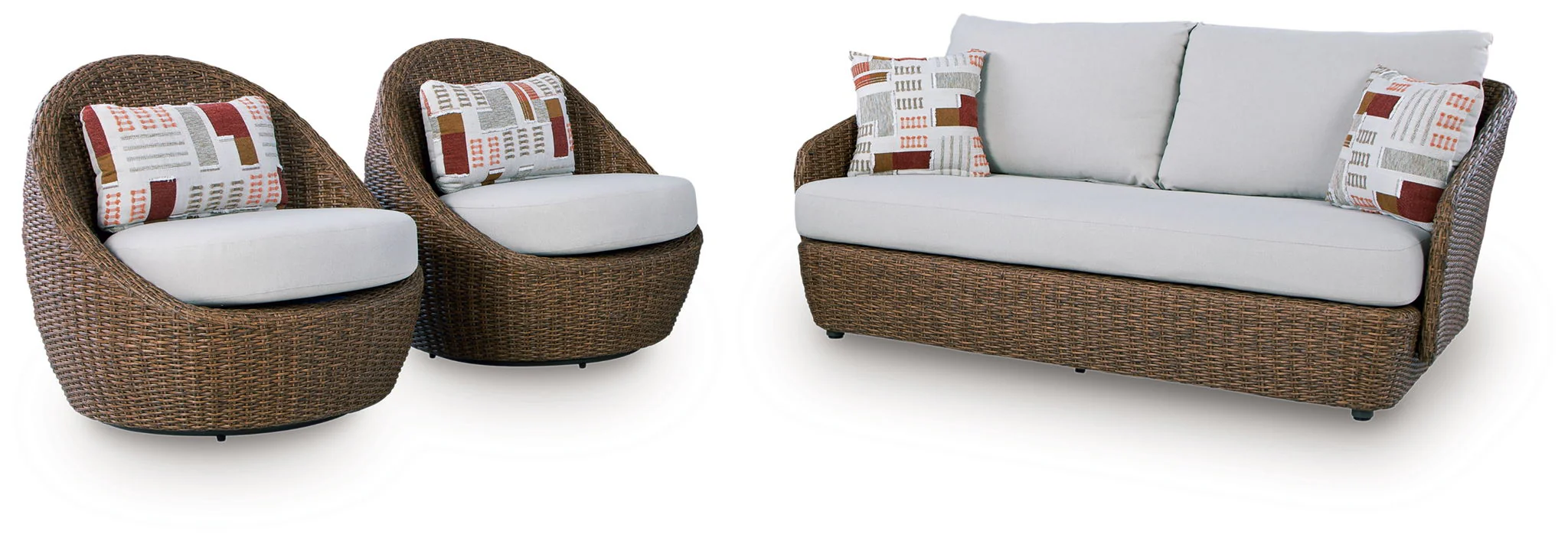 Double Point - Loveseat, Swivel Chairs Set (Set of 3) - Beige - Image 2