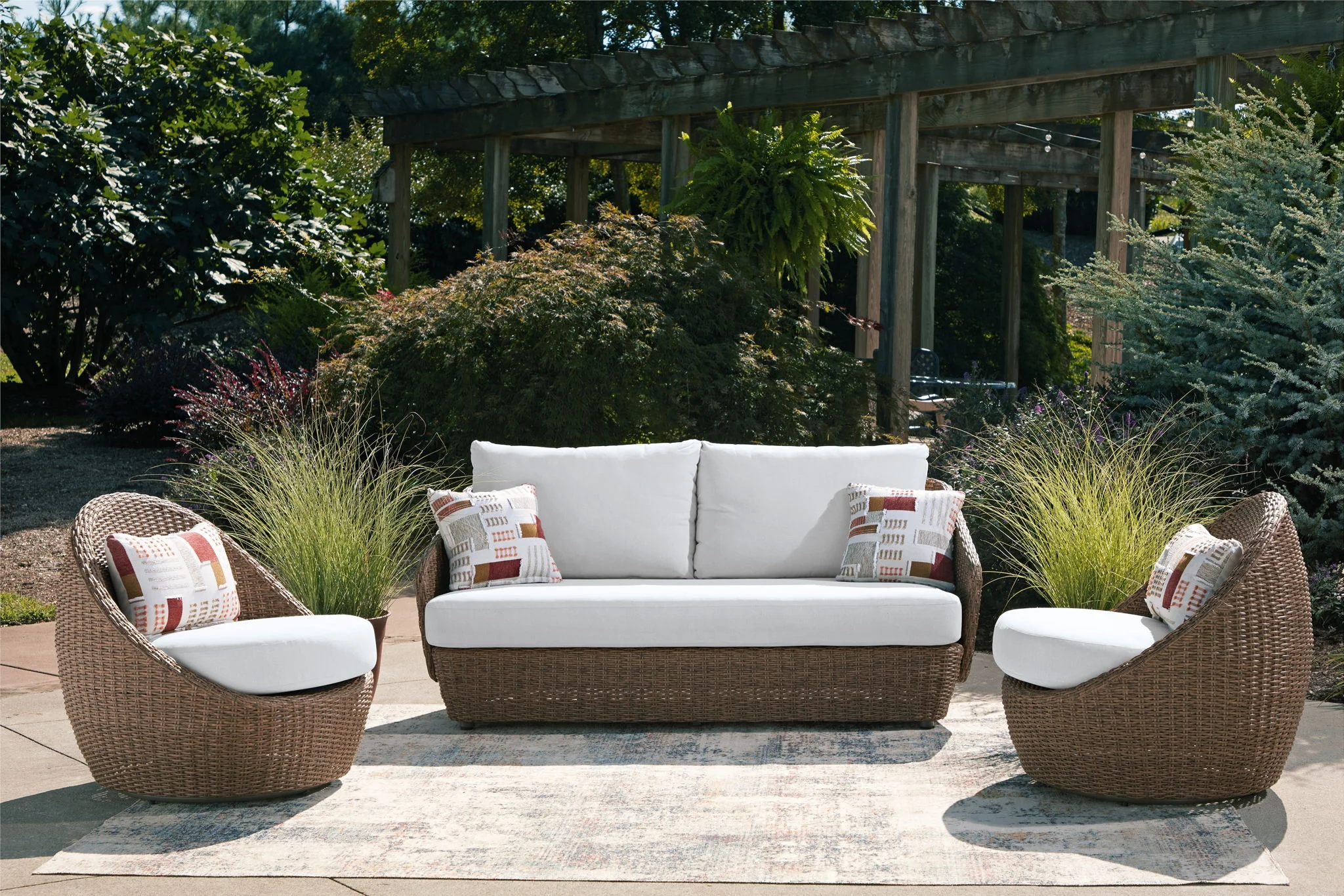 Double Point - Loveseat, Swivel Chairs Set (Set of 3) - Beige - Image 3