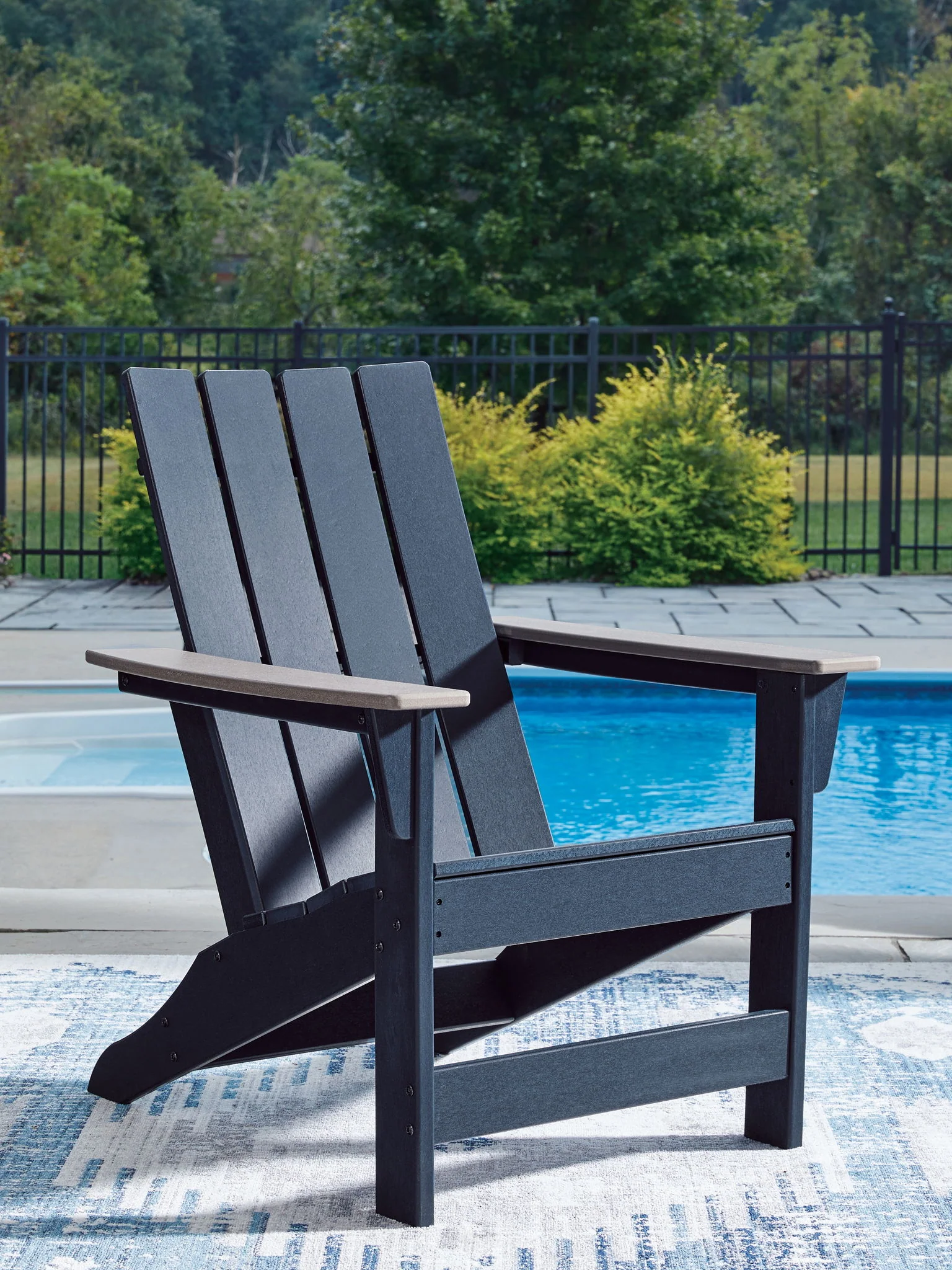 East Beach - Adirondack Chair - Black / Beige - Image 4