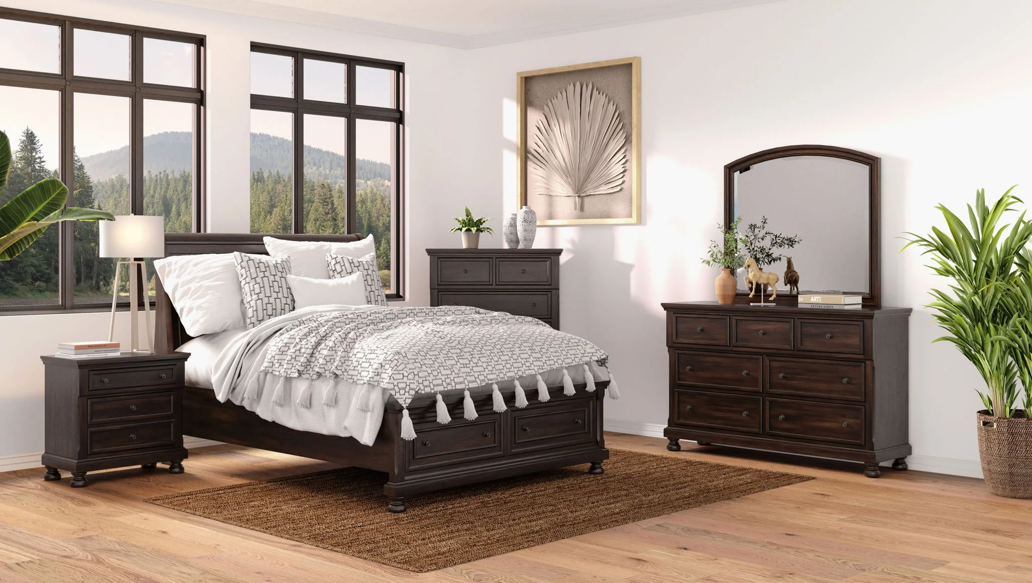 Elegant Design Mirror - Dark Cherry - Image 3