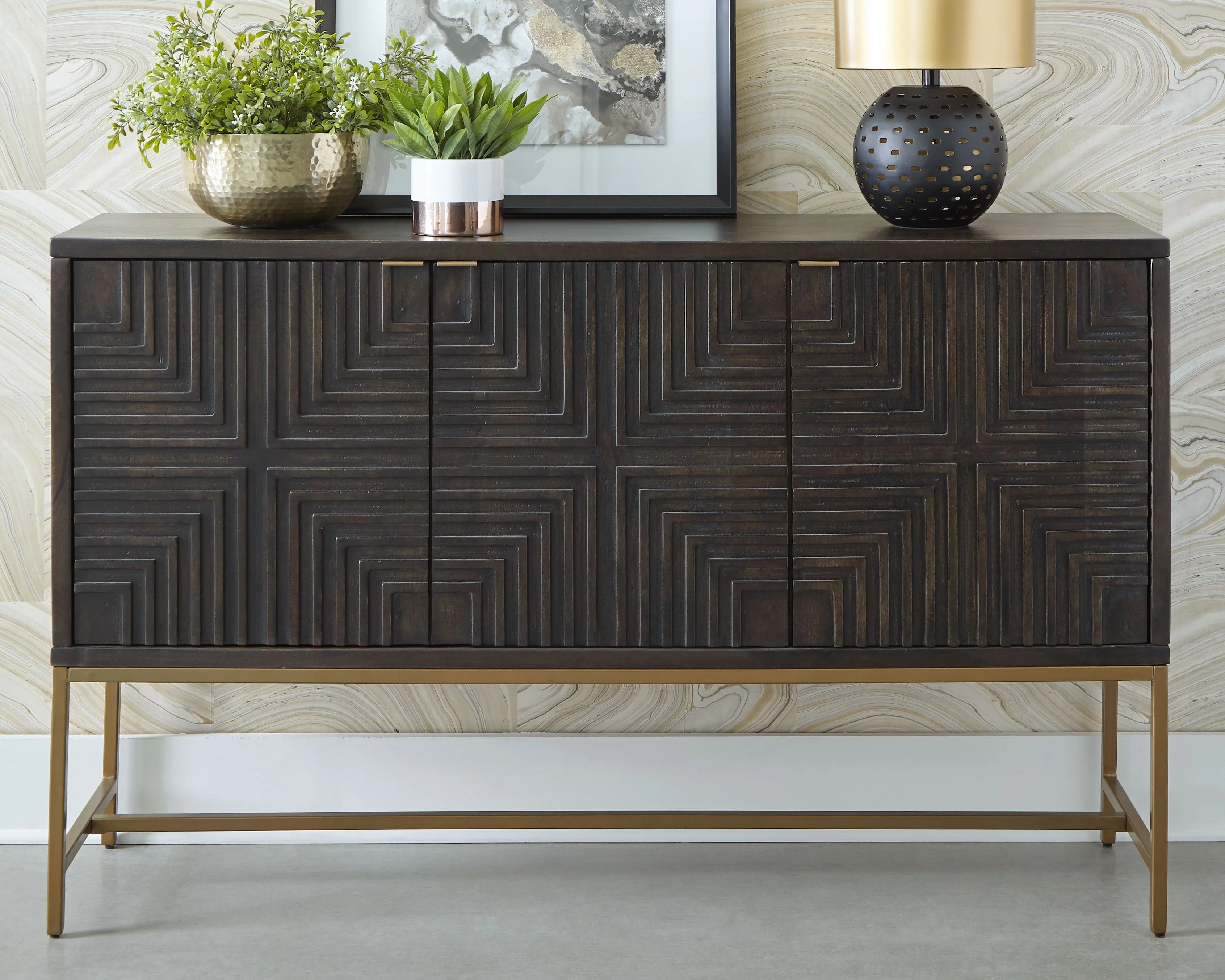 Elinmore - Accent Cabinet - Brown / Gold Finish - Image 4