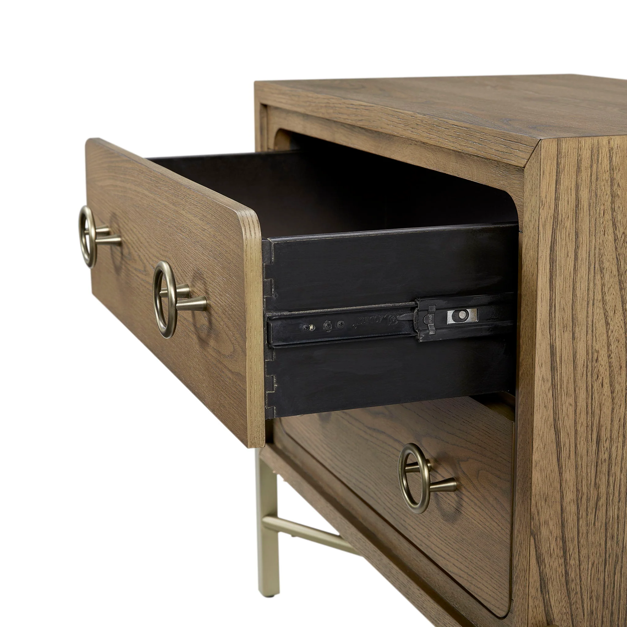Elure - 2 Drawer Nightstand With USB - Latte - Image 3
