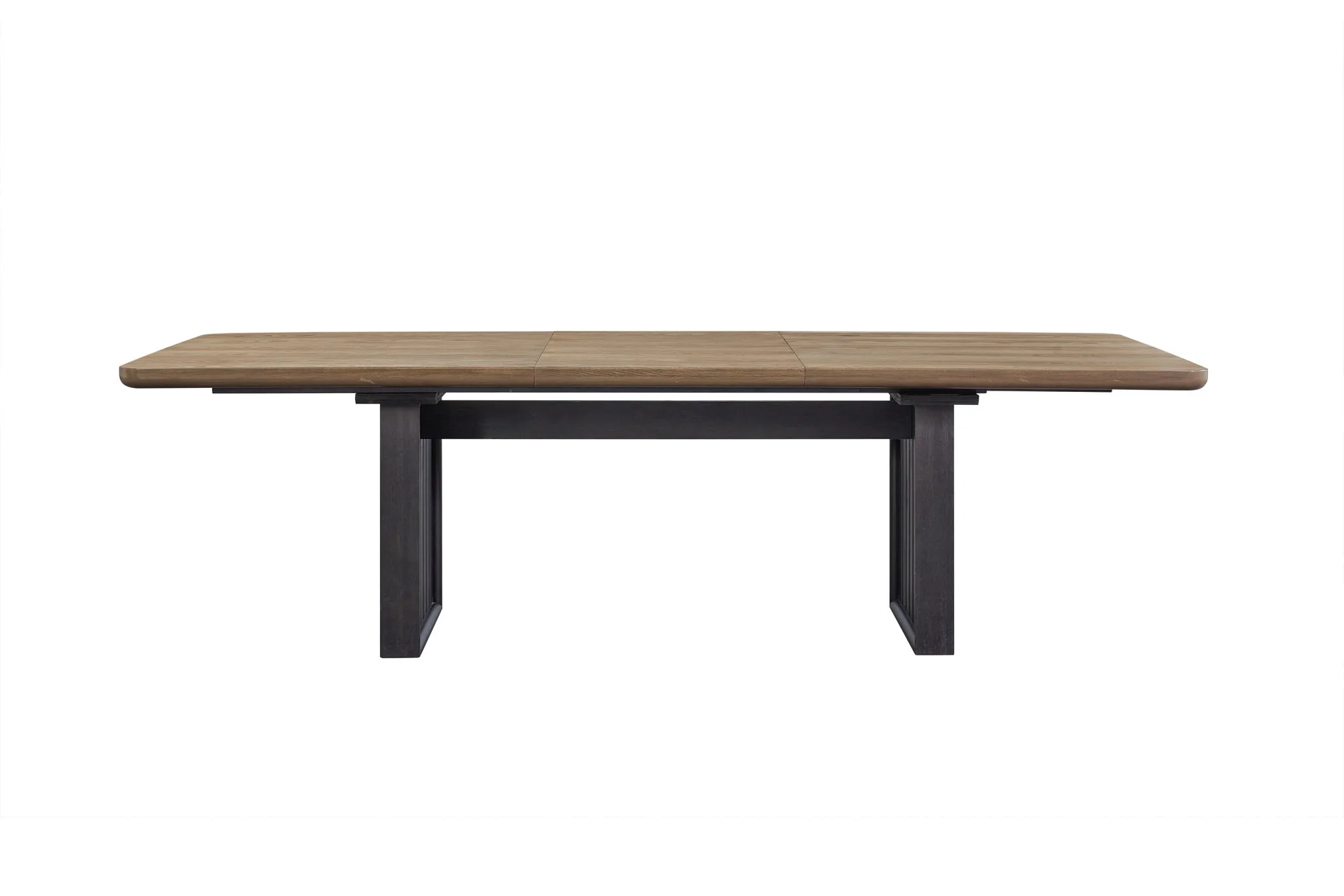 Elure - Double Pedestal Table With Leaf - Peppercorn / Light Brown - Image 3