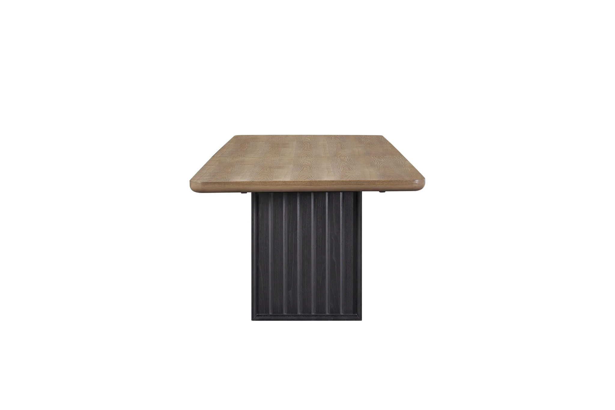 Elure - Double Pedestal Table With Leaf - Peppercorn / Light Brown - Image 4
