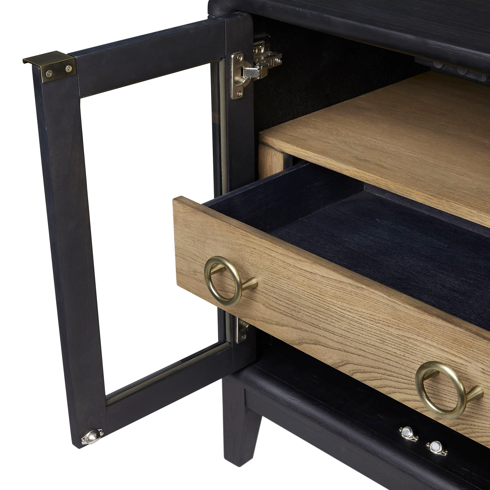 Elure - Glass Door Nightstand - Peppercorn - Image 2