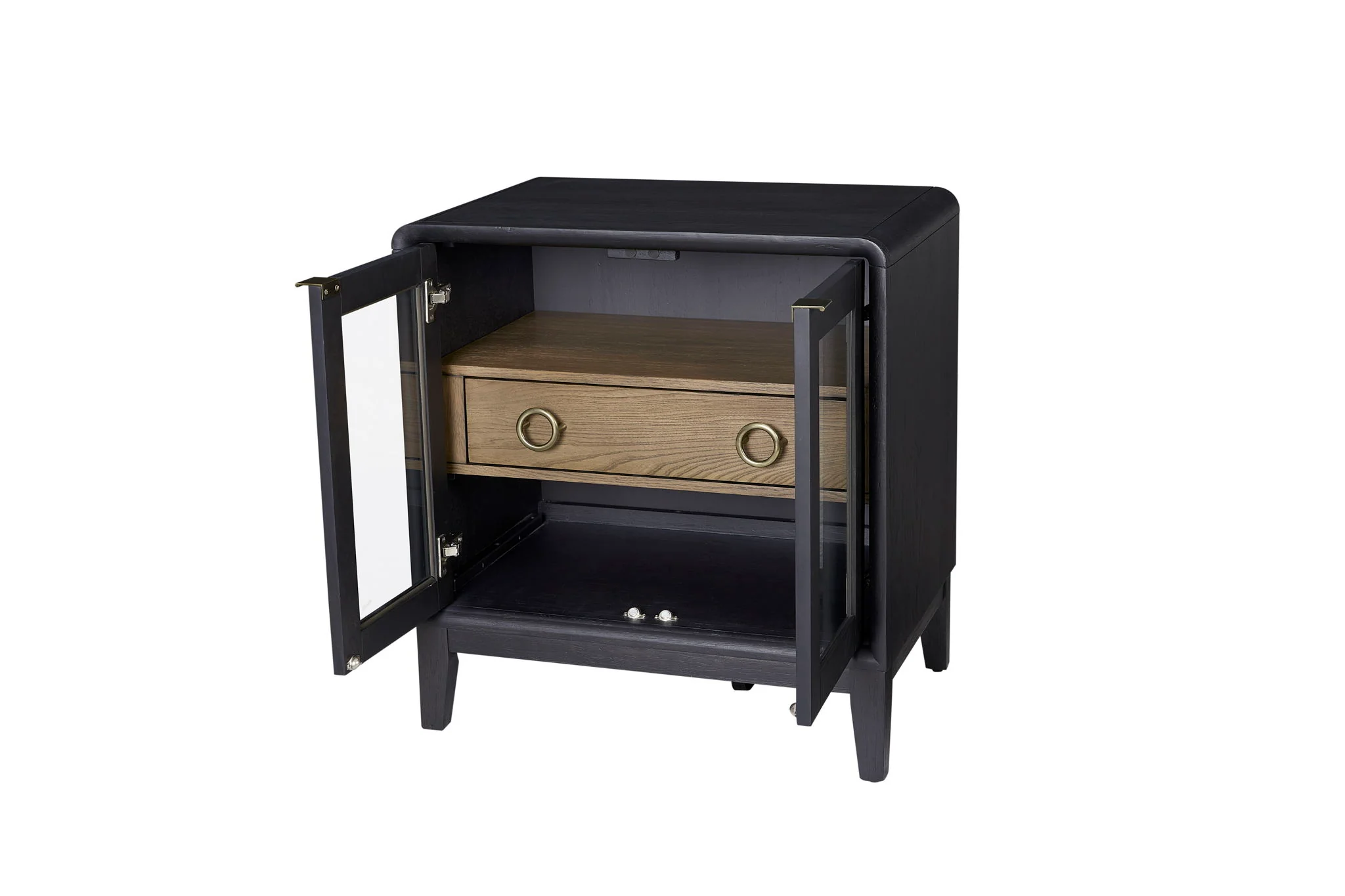 Elure - Glass Door Nightstand - Peppercorn - Image 4