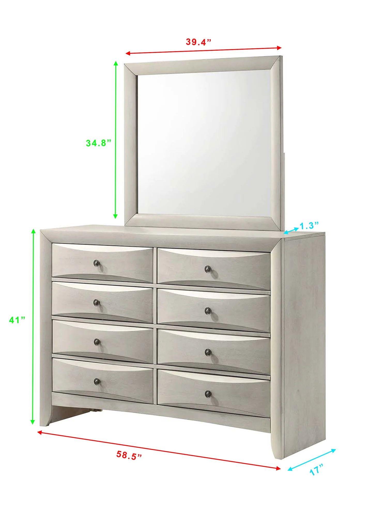 Emily - Dresser 8 Drawers - White - Image 2