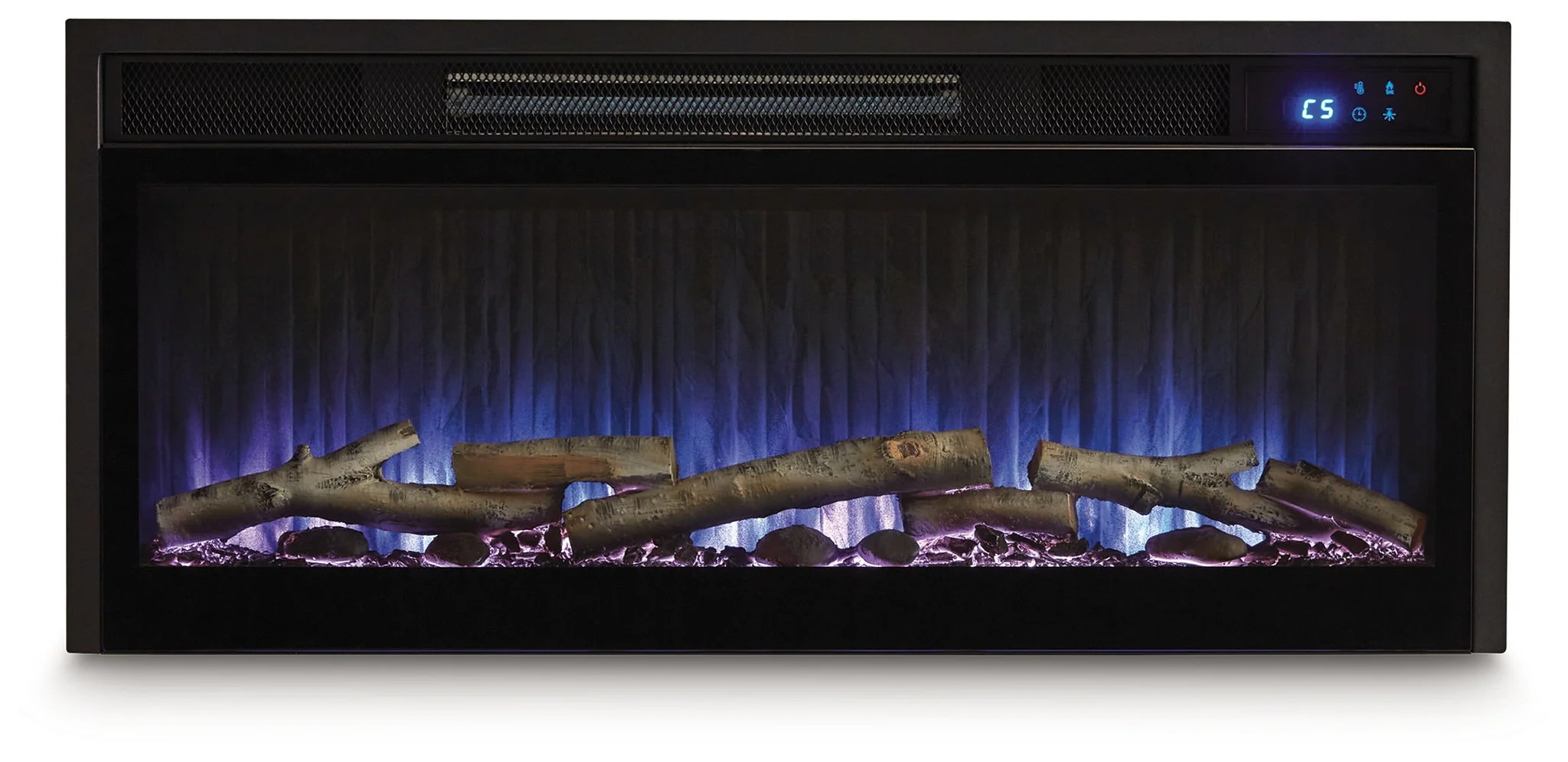Entertainment Accessories - Fireplace Insert With Faux Birch Log Set - Black - Image 3