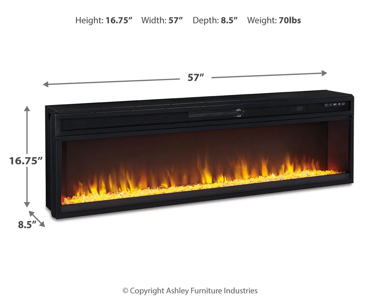Entertainment Accessories - Wide Fireplace Insert - Black - Image 3