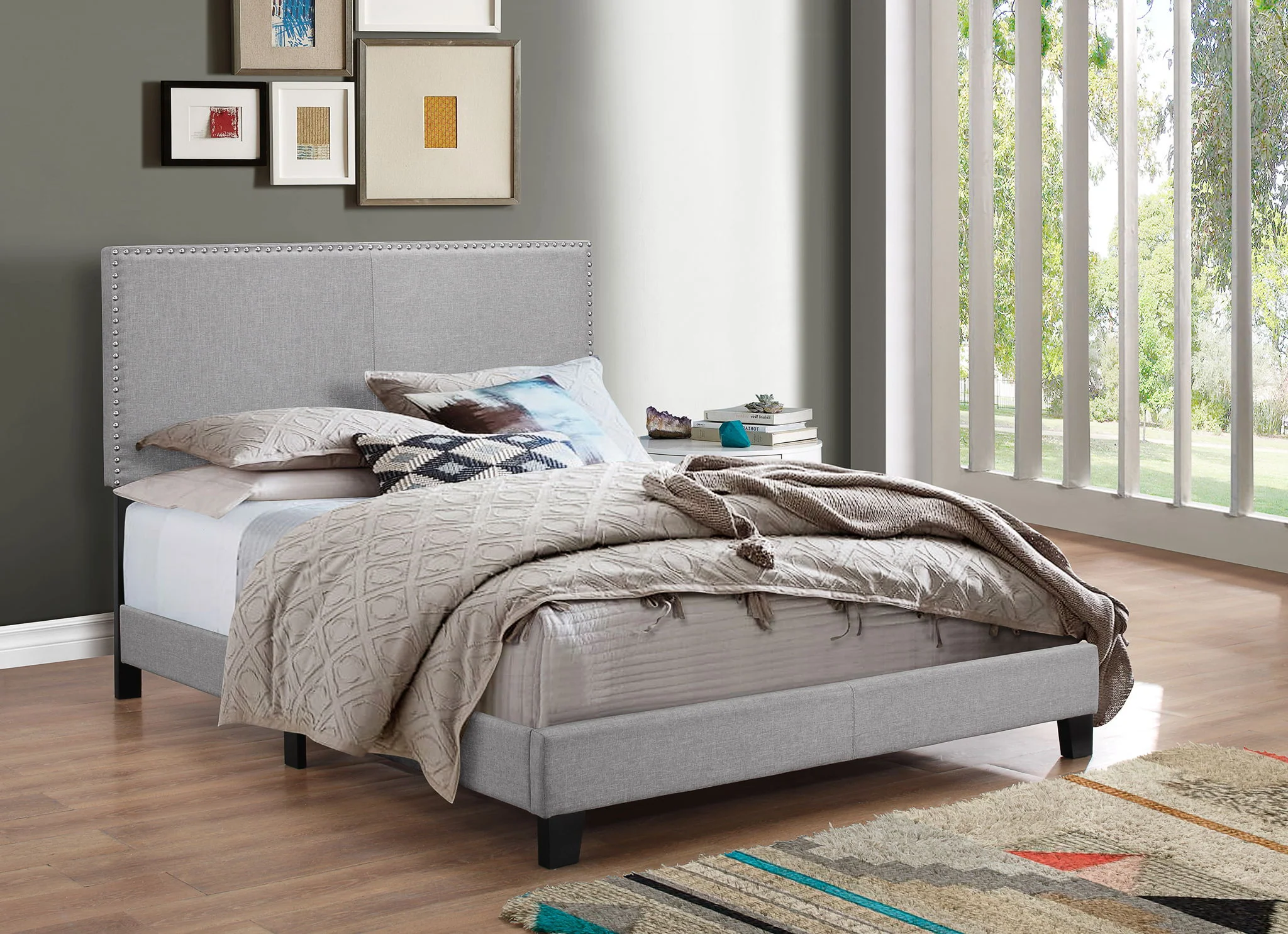 Erin - Queen Nailhead Bed - Gray - Image 4