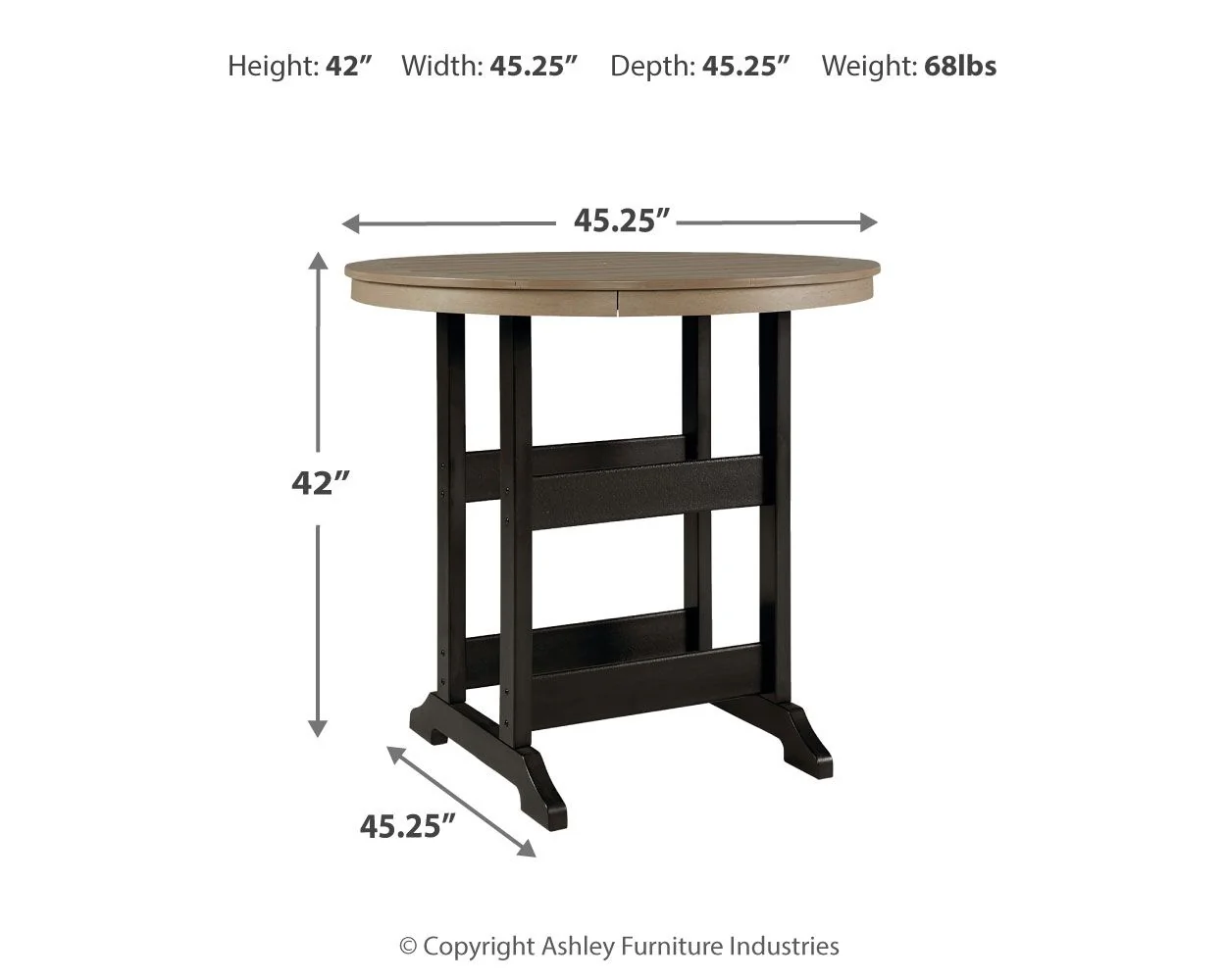 Fairen Trail - Round Bar Table w/Umb OPT - Black / Driftwood - Image 2