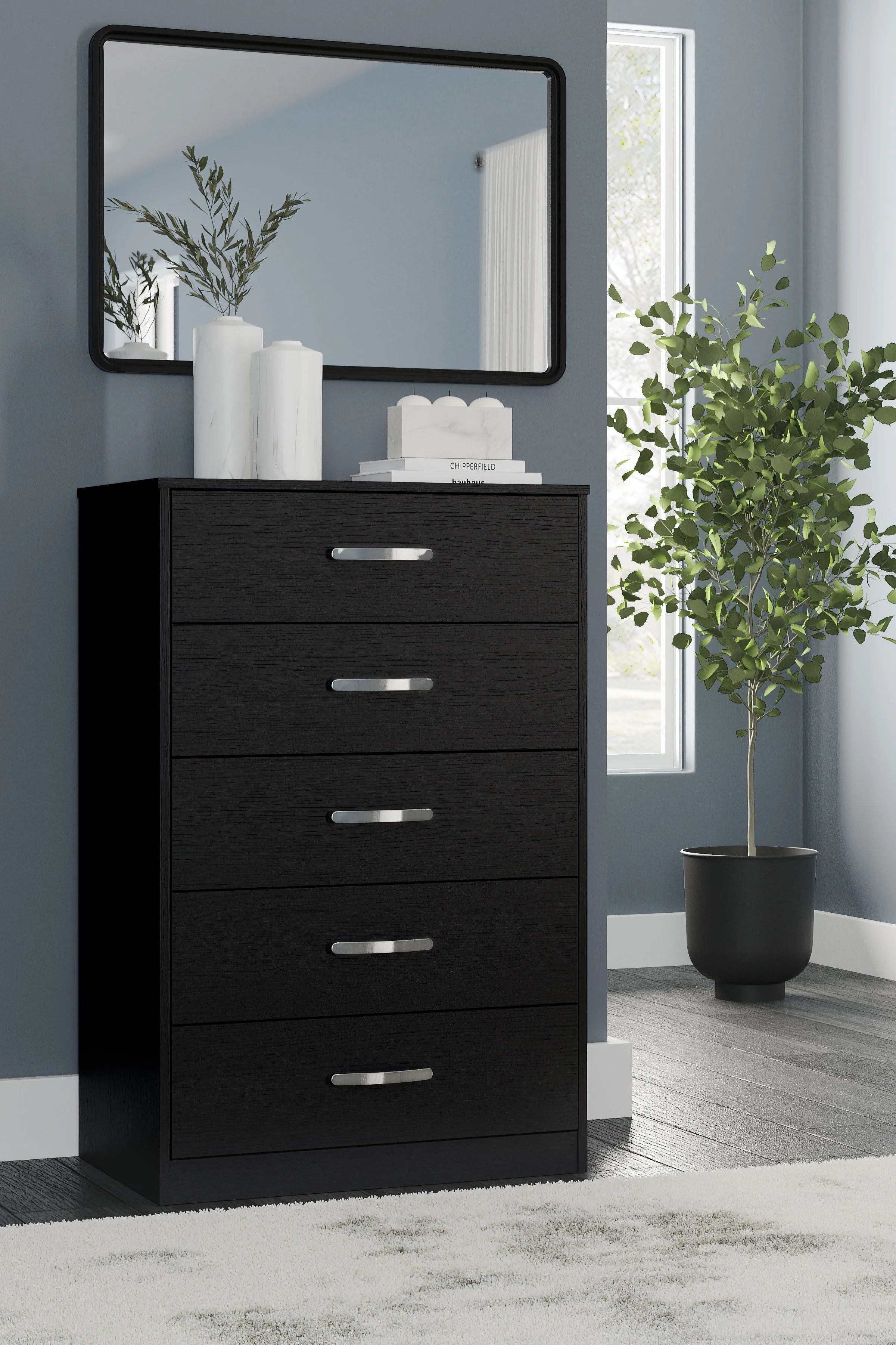 Finch - Five Drawer Chest - 46" Height - Black - Image 4