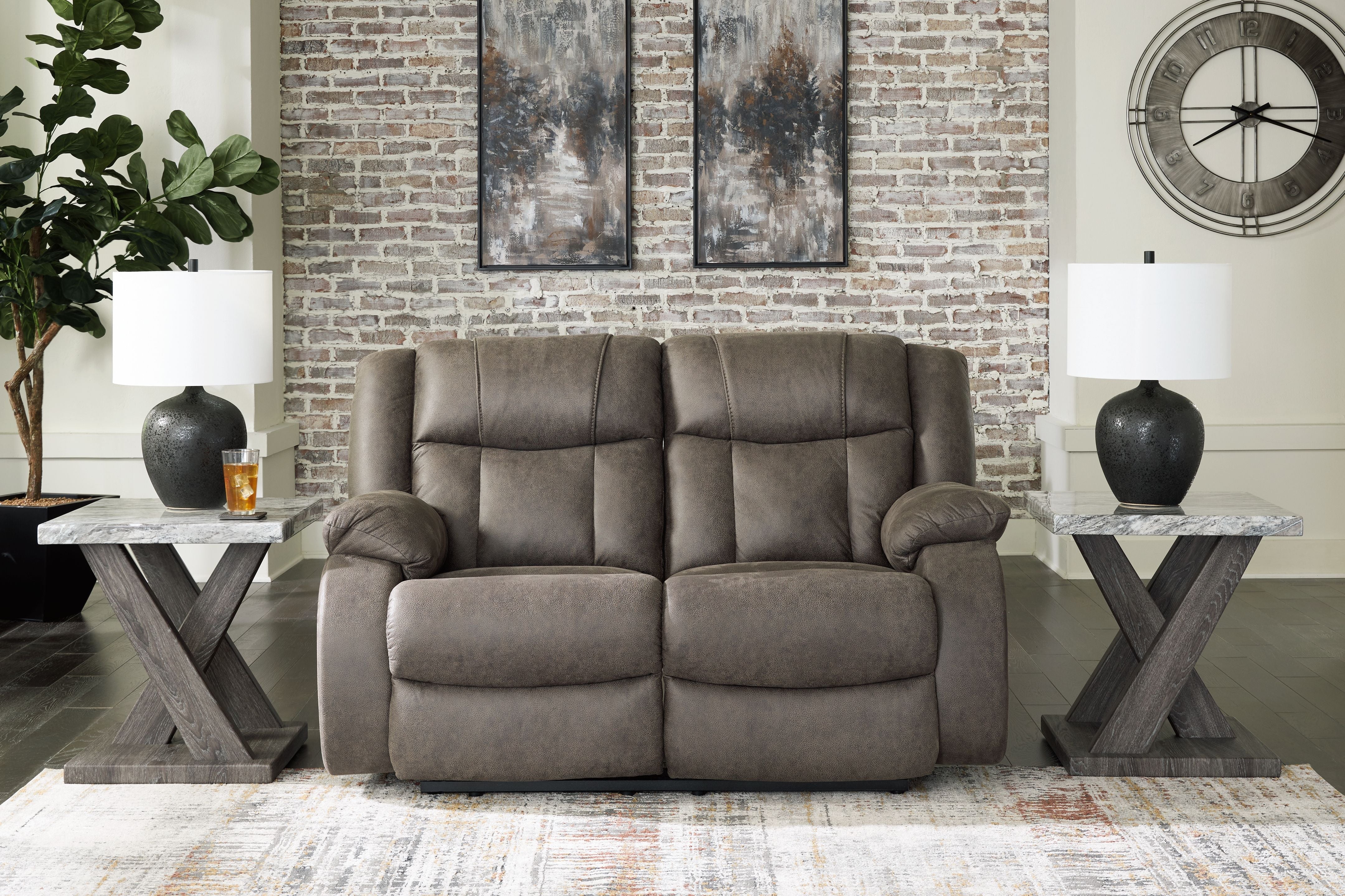 First Base - Reclining Loveseat - Gunmetal - Image 2