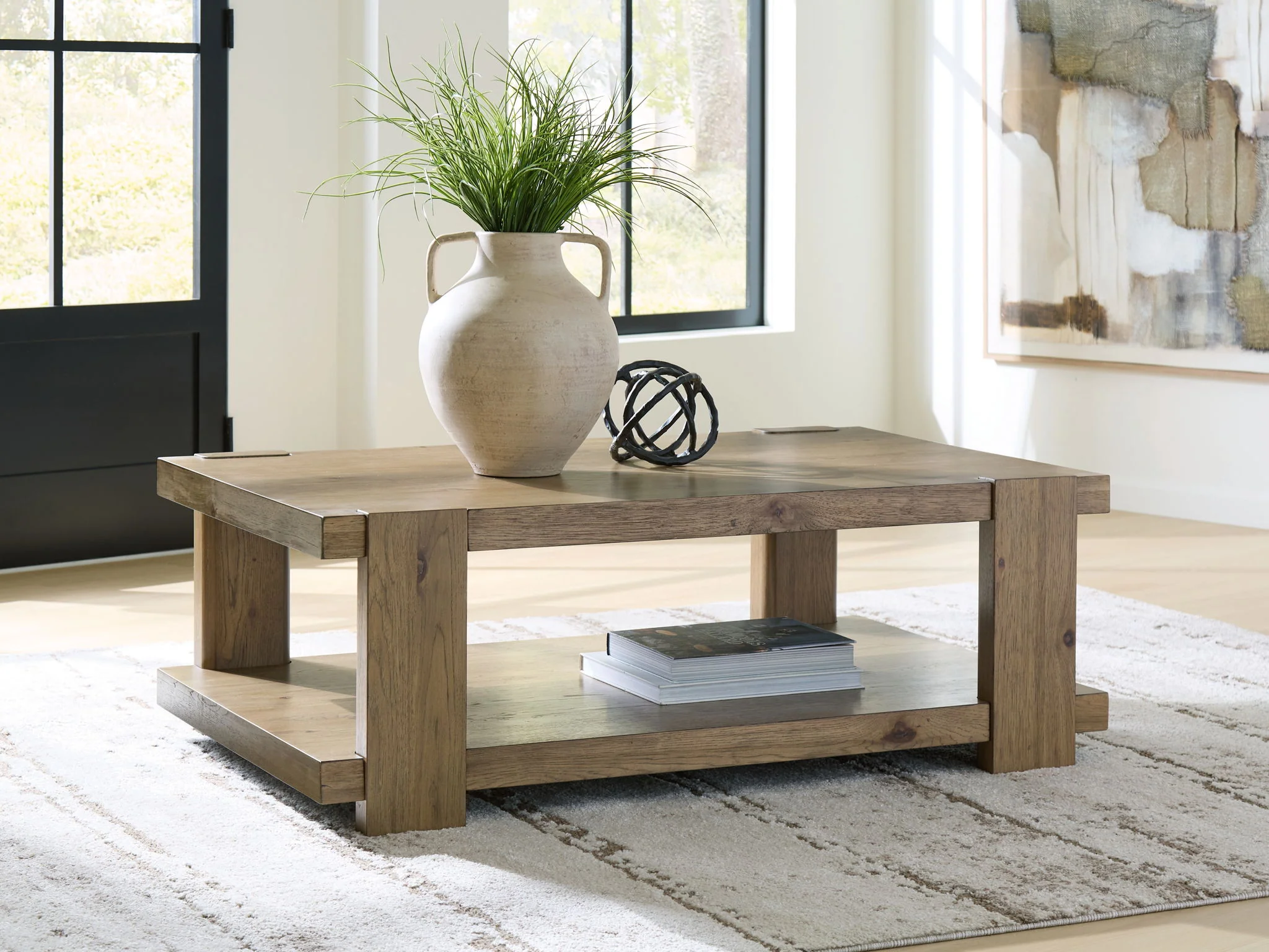 Flangren - Rectangular Cocktail Table - Light Brown - Image 4